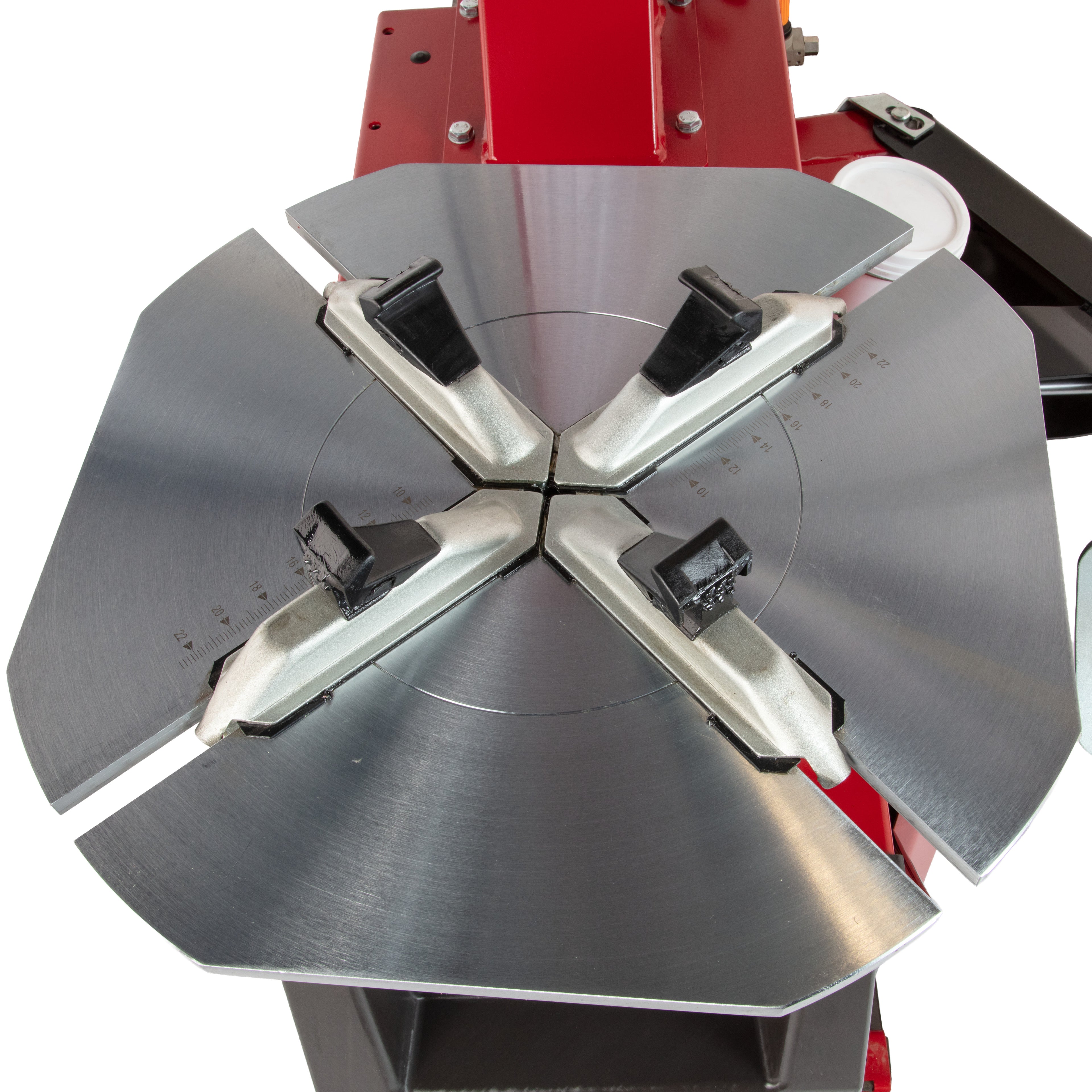 High-torque electric motor and drive assembly powering the turntable of an APEX AT26 tire changer.