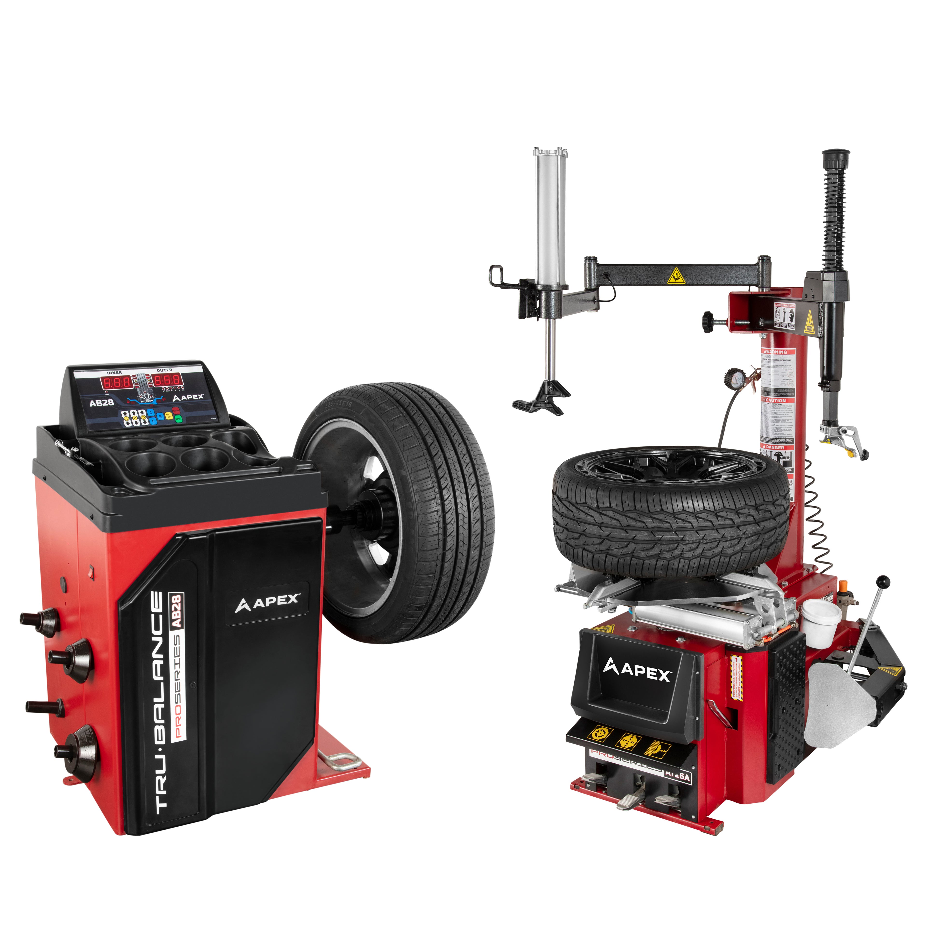 APEX AT26A and AB28 Tire Changer and Wheel Balancer Combo