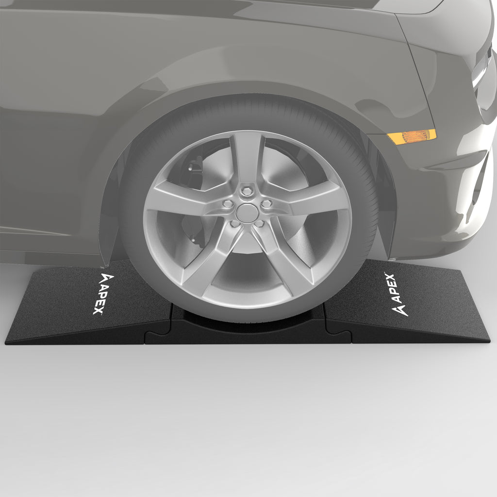 APEX tire saver ramps cradle vehicle tires during long-term storage.