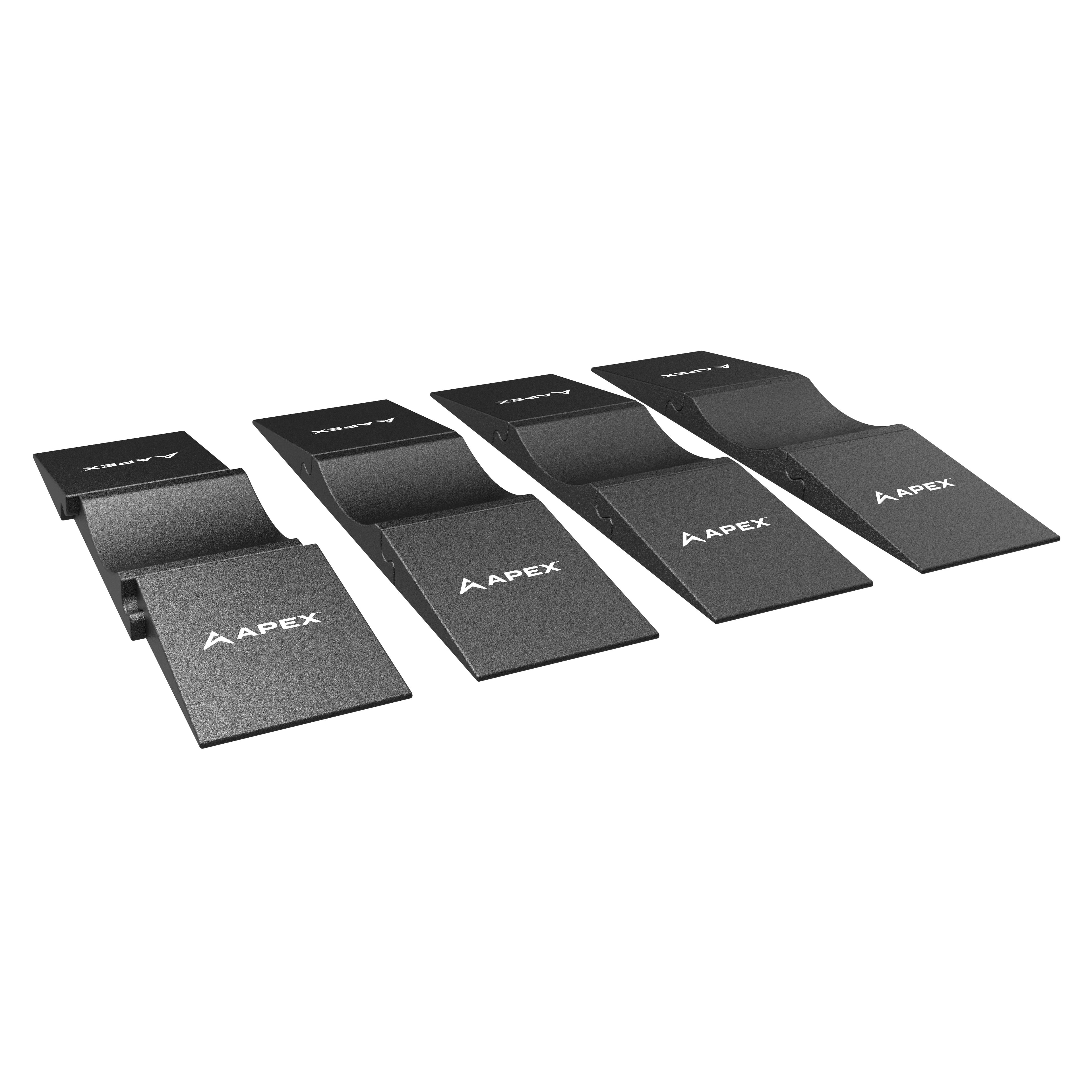 APEX Tire Saver Ramps designed to support tires up to 30 inches in diameter during vehicle storage.