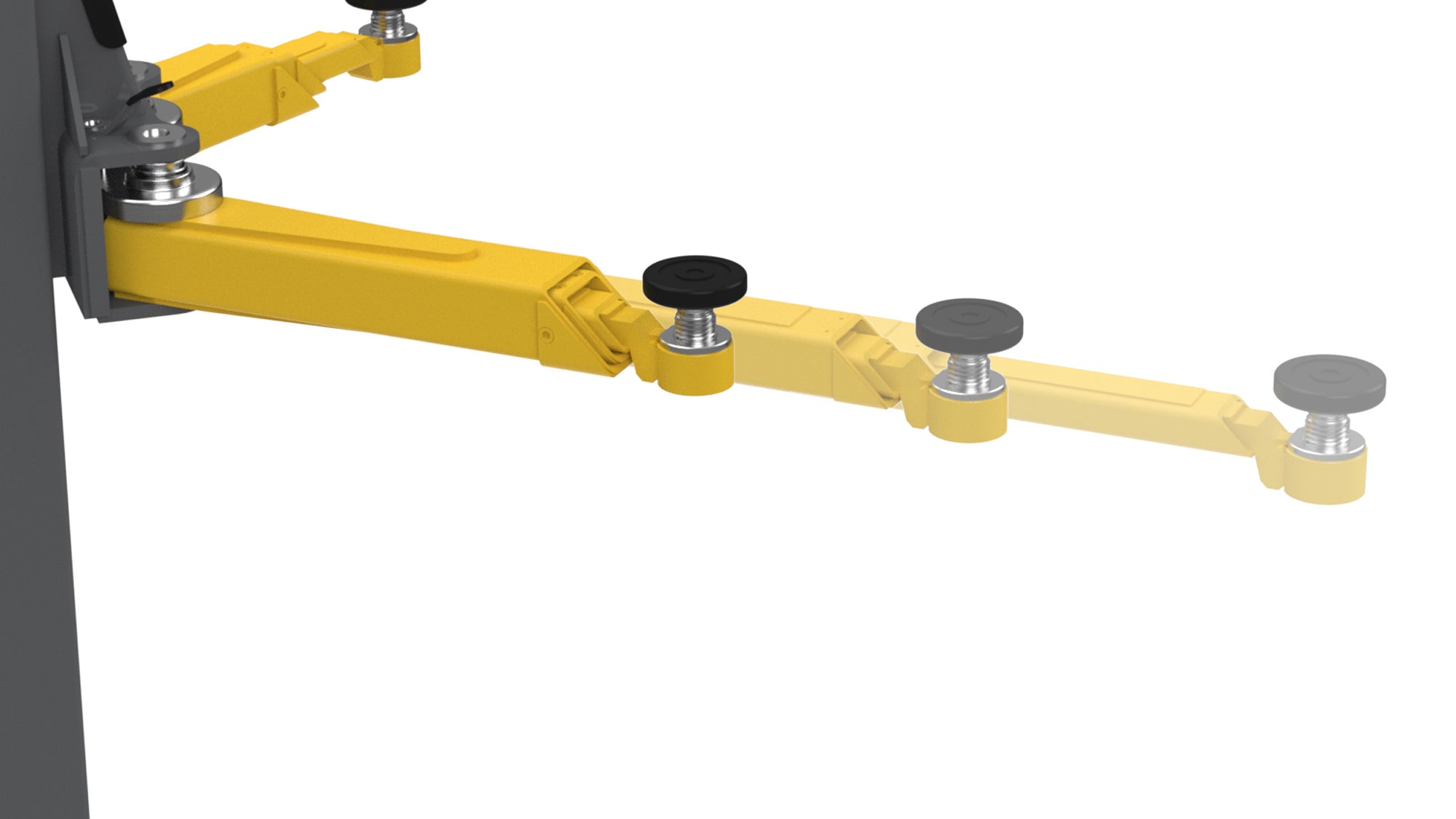 BendPak 10AP-168 close-up showing extended-height two-post lift construction details.
