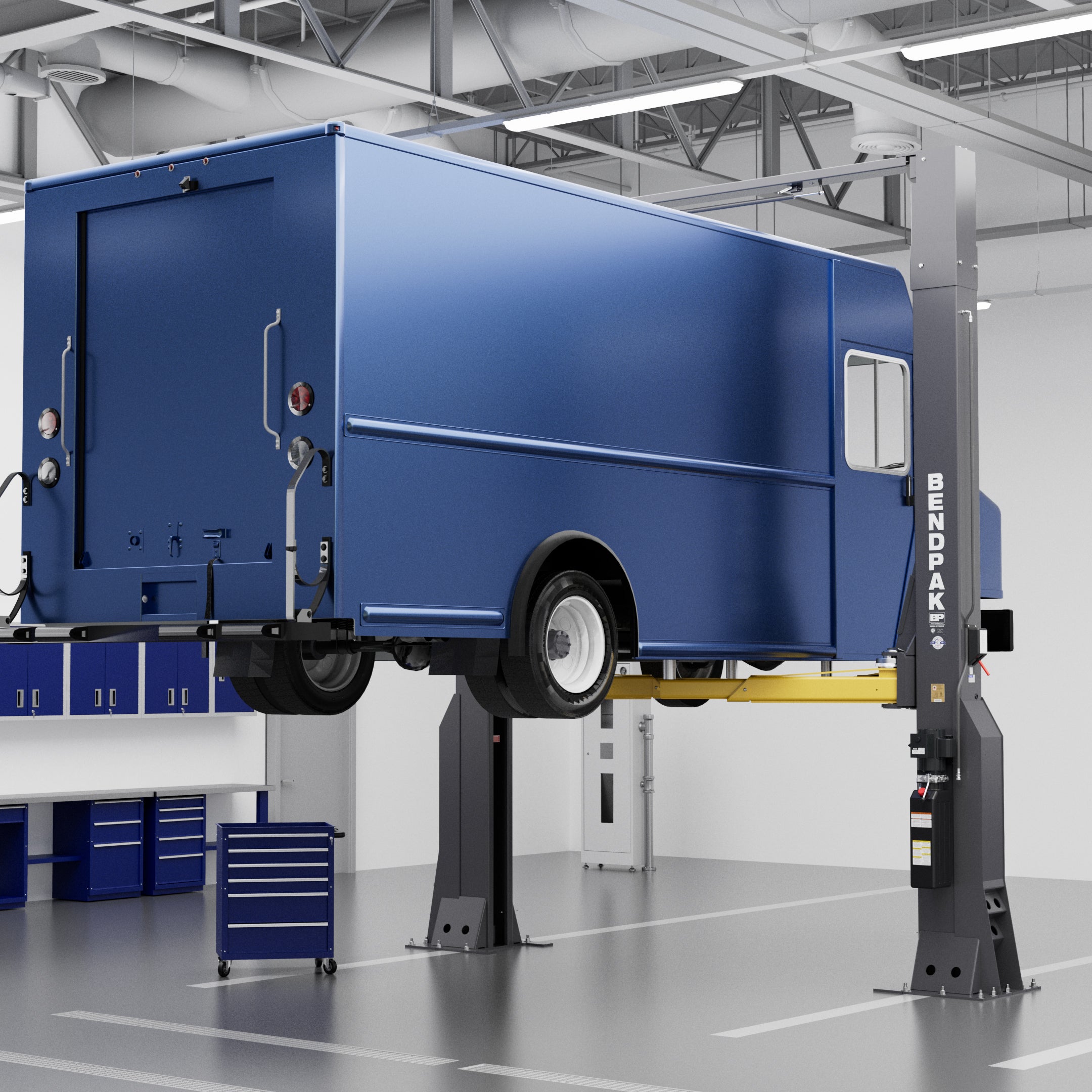 BendPak 16AP-192 heavy-duty two-post lift with 16,000-lb. lifting capacity.