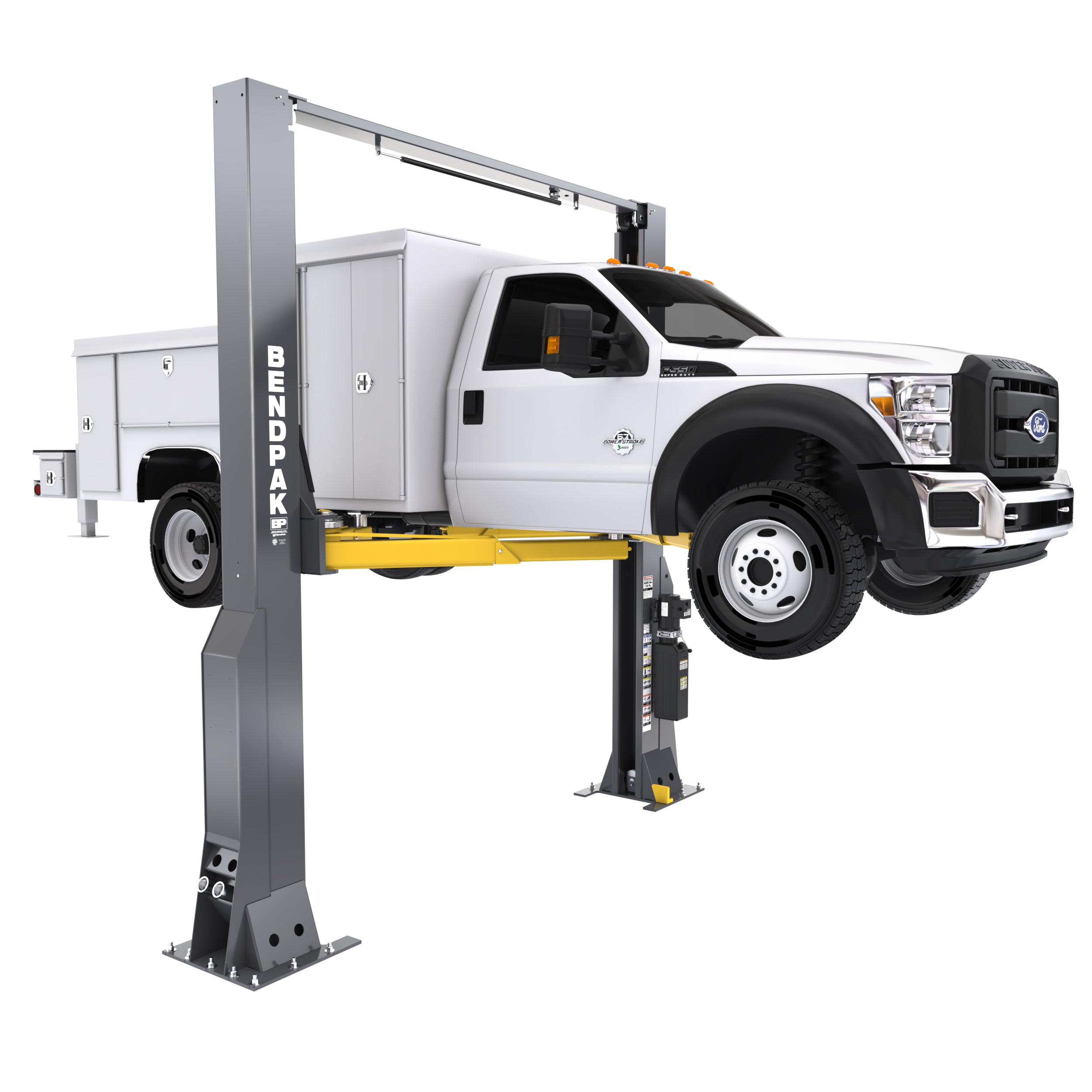 BendPak 16AP clearfloor two-post lift with 16,000-lb. capacity for demanding shop work