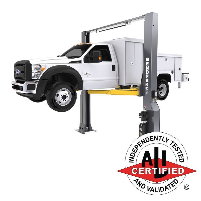 BendPak 16AP super-duty two-post lift with 16,000-lb. capacity for heavy vehicle service.