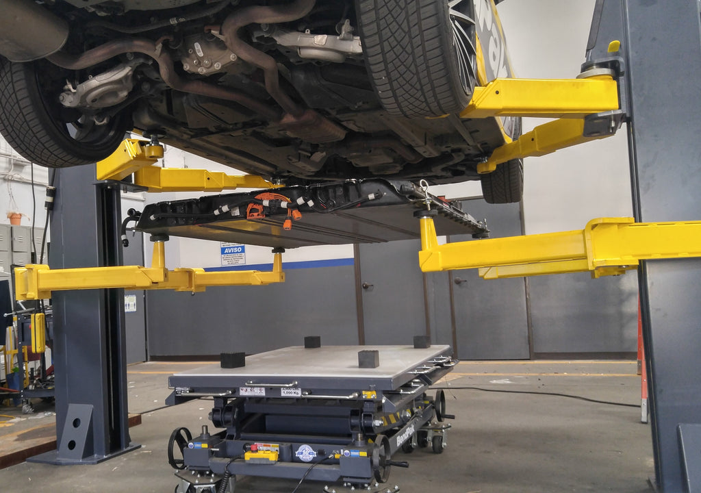 BendPak EV12DPS 12,000-lb. EV lift with built-in auxiliary lifting points for advanced vehicle service