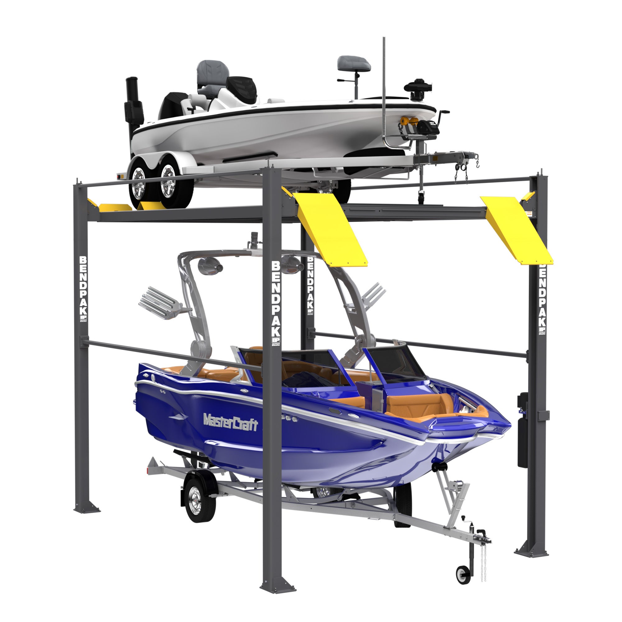 BendPak HD-7500PBX 7,500-lb. four-post lift for home garages and compact shop spaces