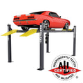 BendPak HD-9ST narrow-width four-post lift built for space-saving vehicle storage.