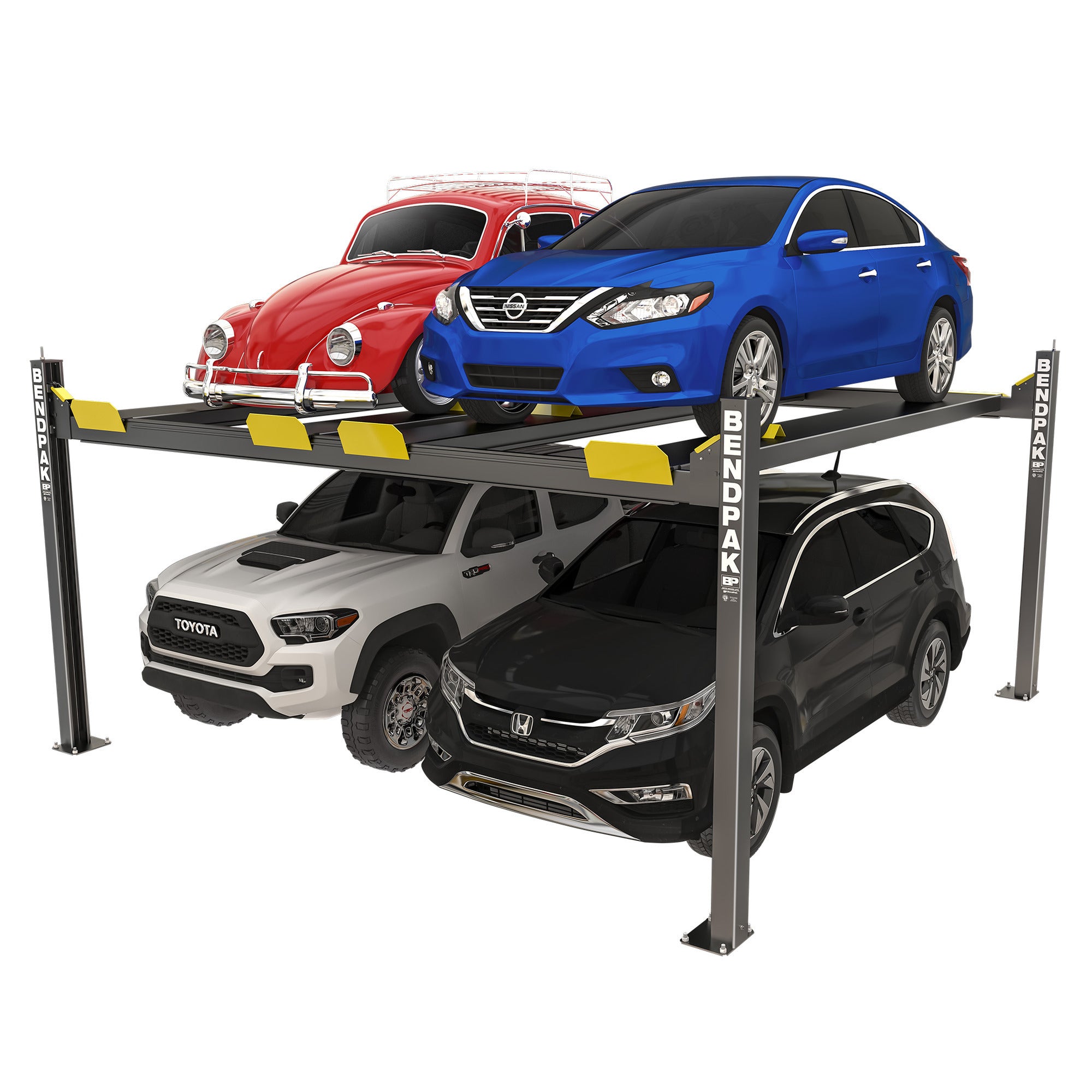 BendPak HD-9SW dual-platform super-wide four-post lift with 9,000-lb. capacity.