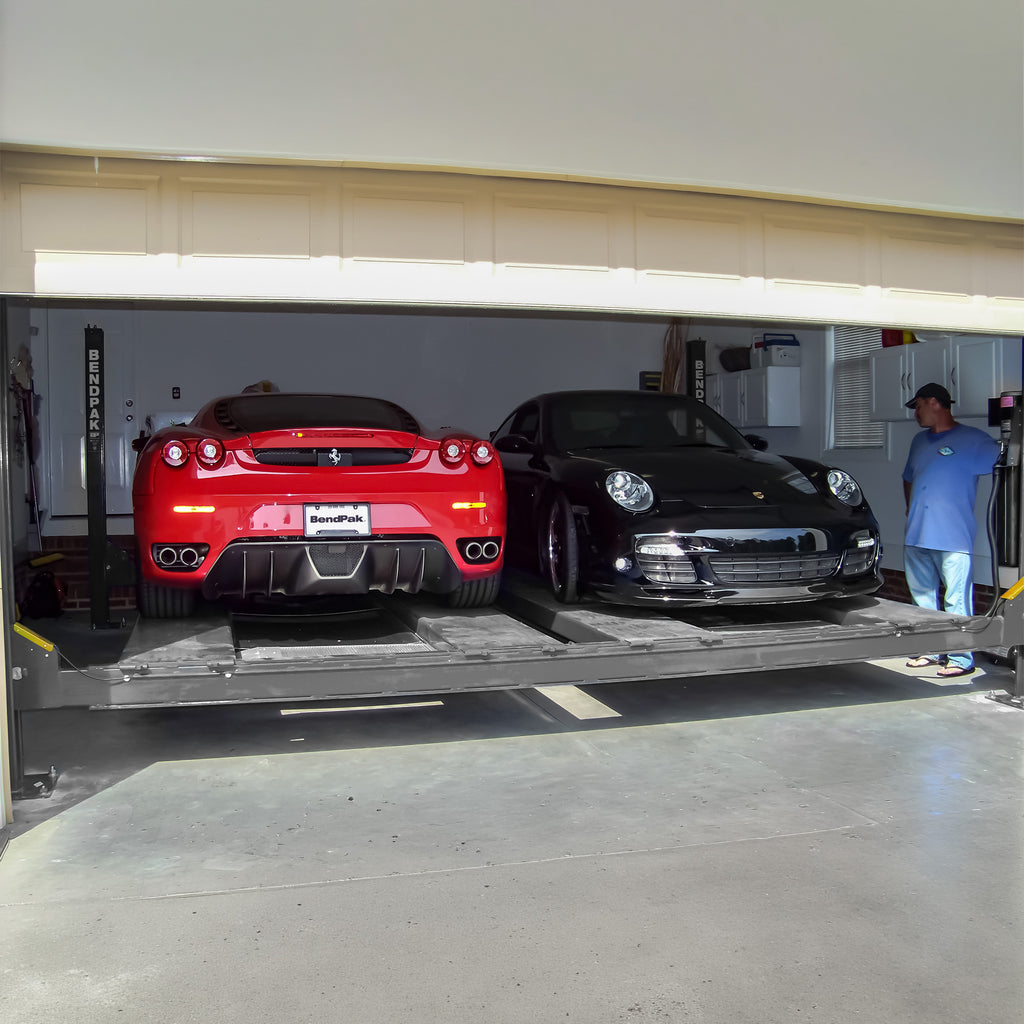 BendPak HD-9SWX super-wide extended four-post garage lift for parking and maintenance