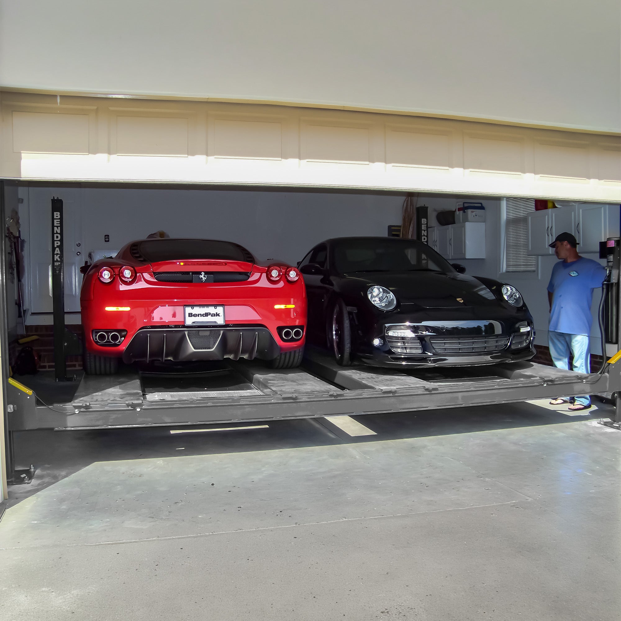 BendPak HD-9SWX super-wide extended four-post garage lift for parking and maintenance