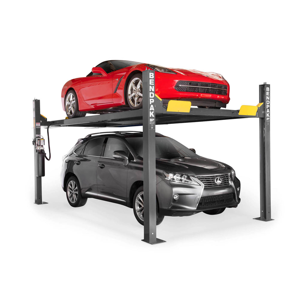 BendPak HD-9XW extra-wide four-post lift with 9,000-lb. capacity.