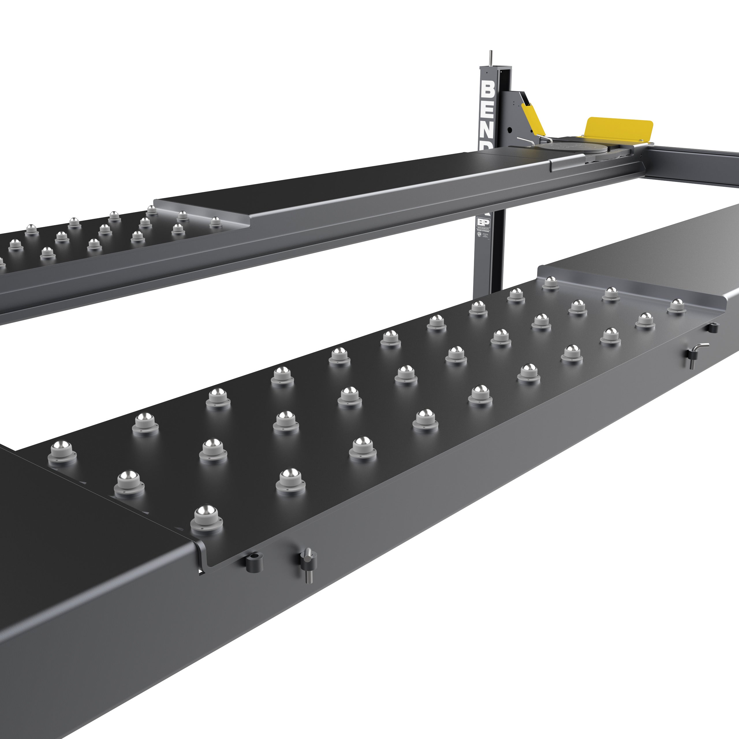 BendPak HDS-14LSXE slip plates for extended four-post alignment lift service.