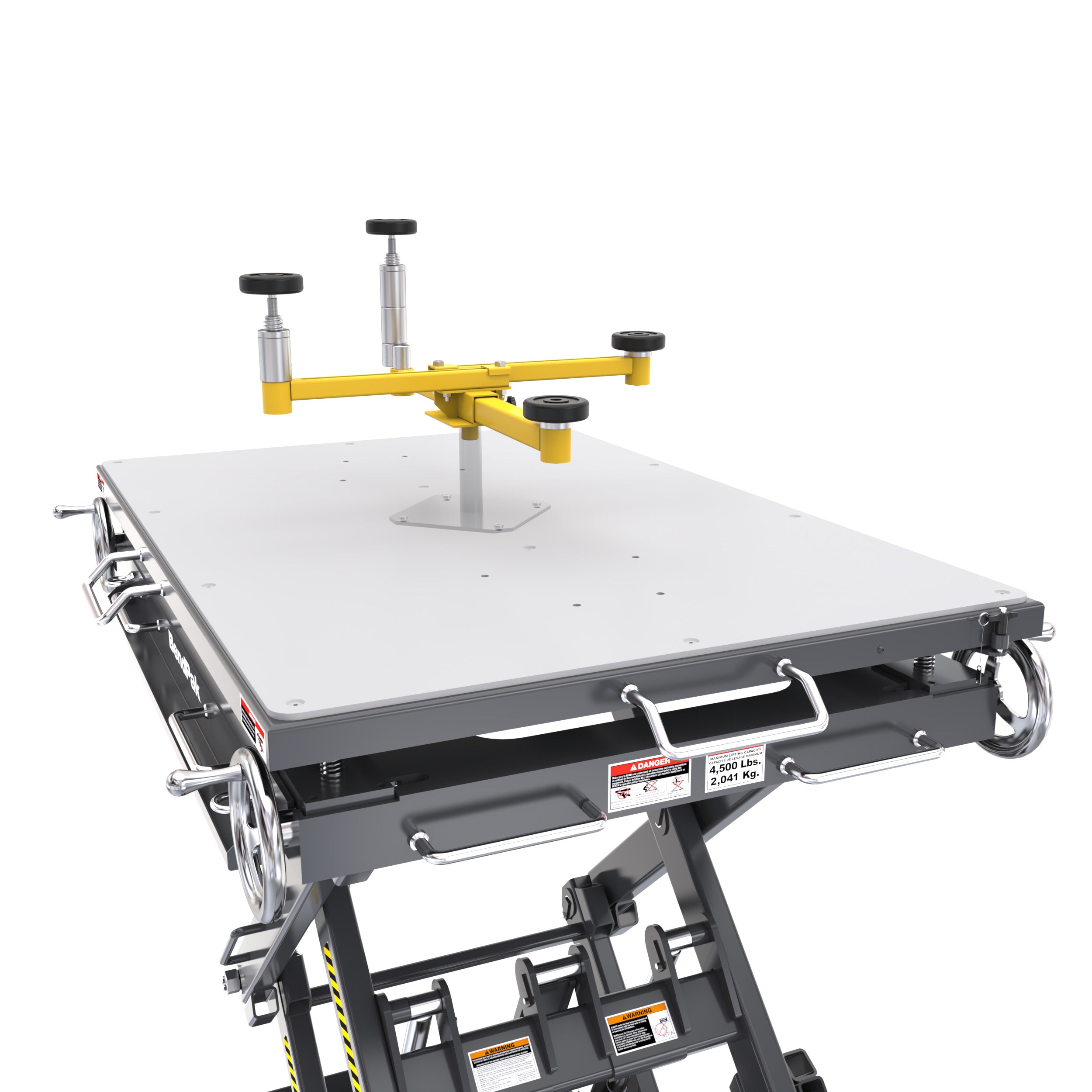 BendPak Mobi-EVS multi-point support kit mounted on EV battery service equipment