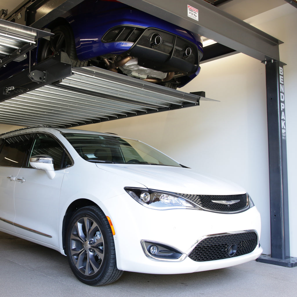 BendPak PL-6KT triple-wide parking lift designed to store up to six vehicles.