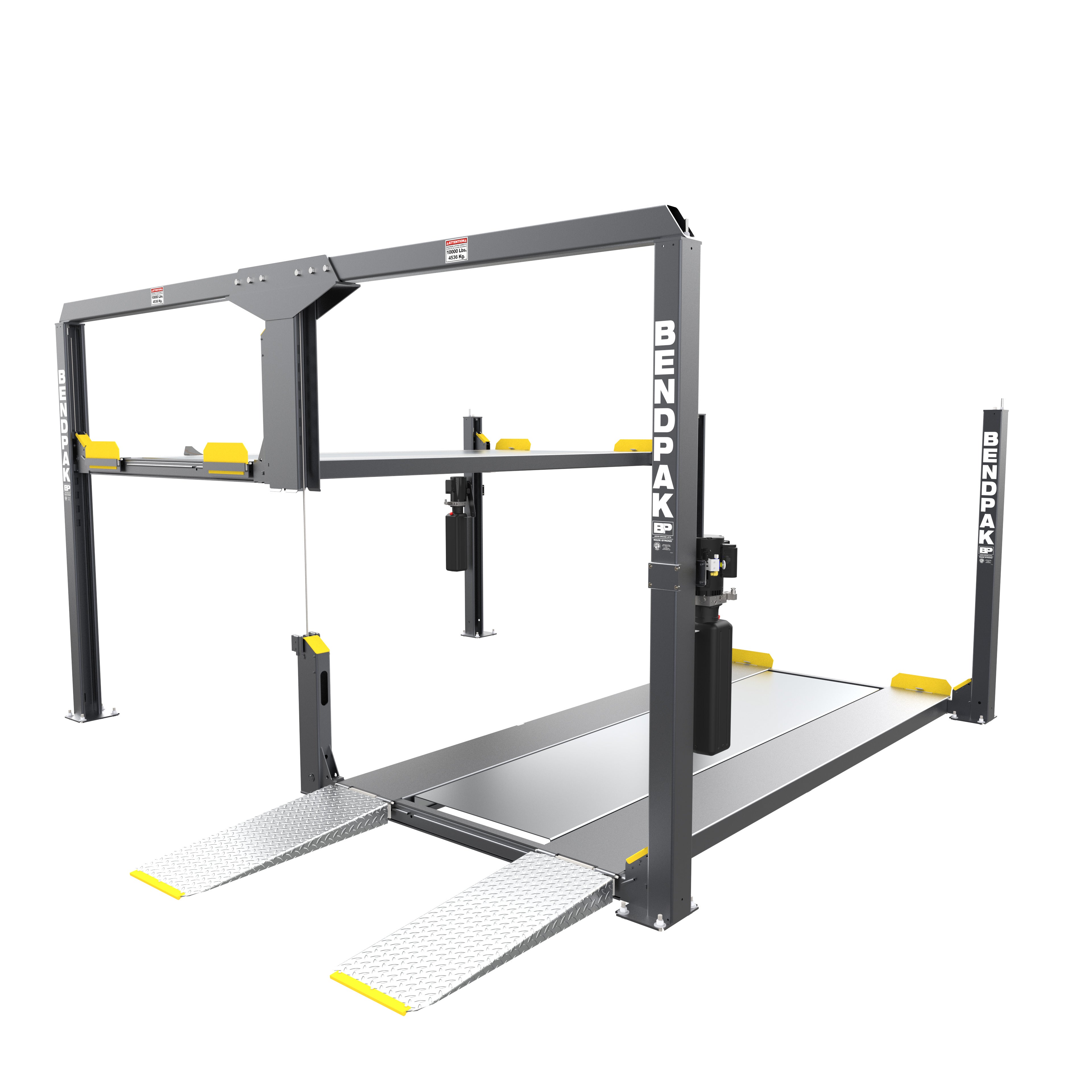 BendPak PL12000KDS narrow tandem parking lift with short platforms and 12,000-lb capacity.