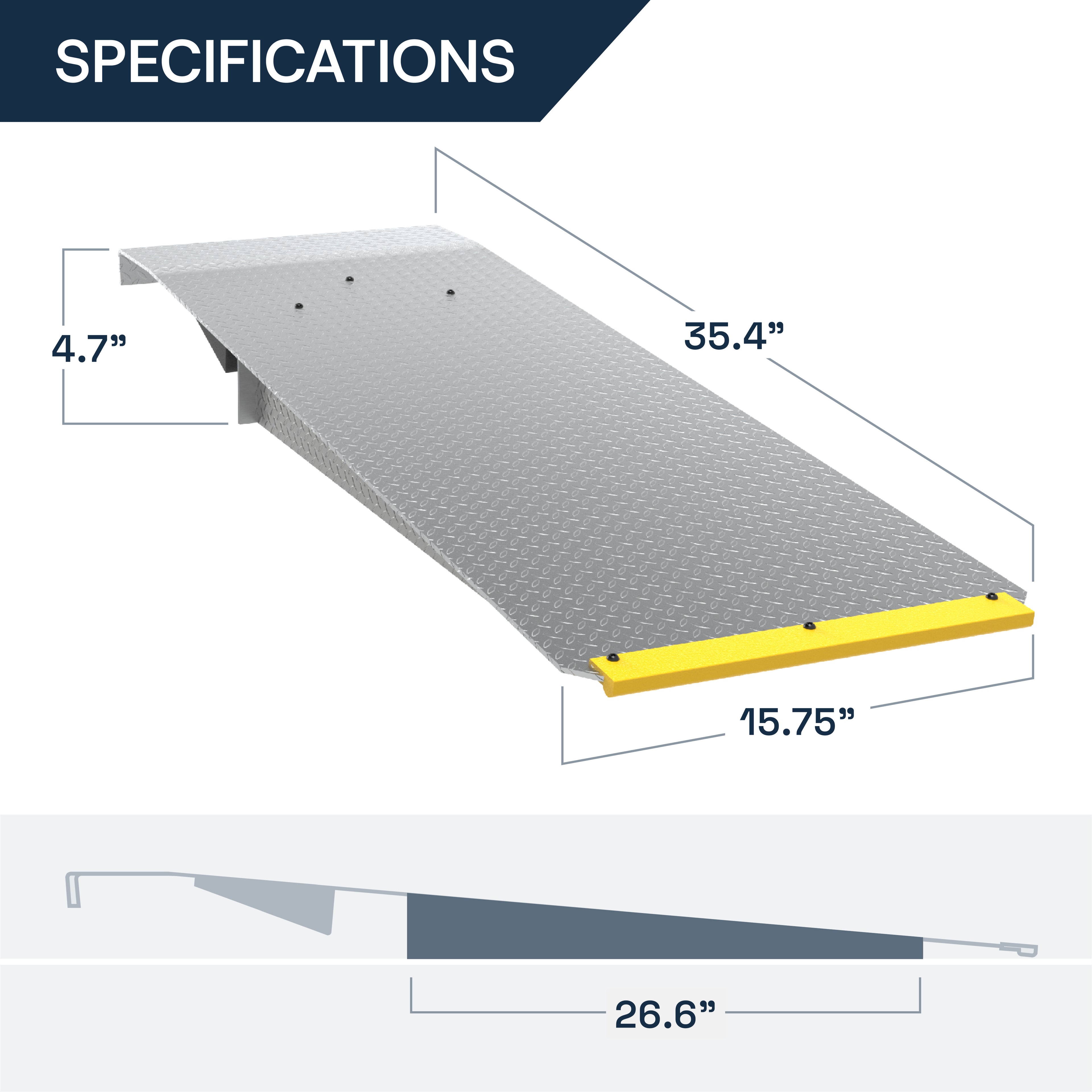 Dimensional diagram of aluminum approach ramps for BendPak PL-6000DC and PL-6000DCX parking lifts.