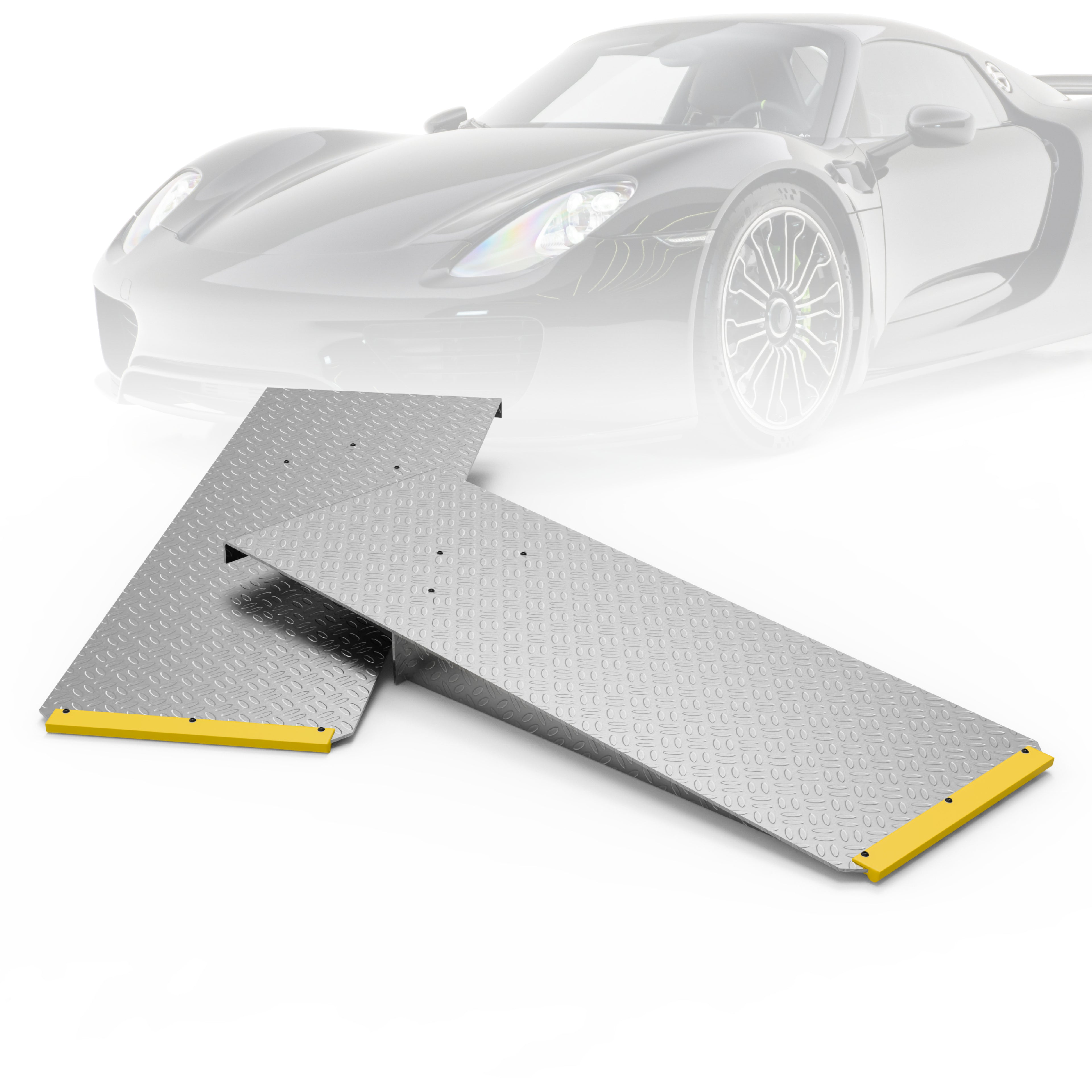 BendPak extended aluminum approach ramps designed for compatible PL-6000DC and PL-6000DCX parking lifts.
