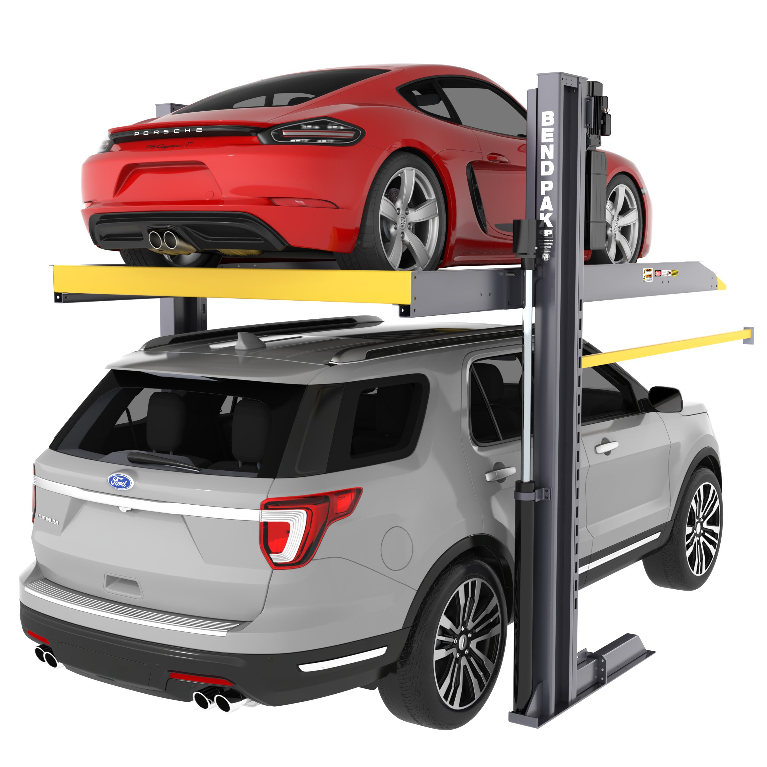 BendPak PL-6000DCX two-post wide parking lift for space-saving vehicle storage