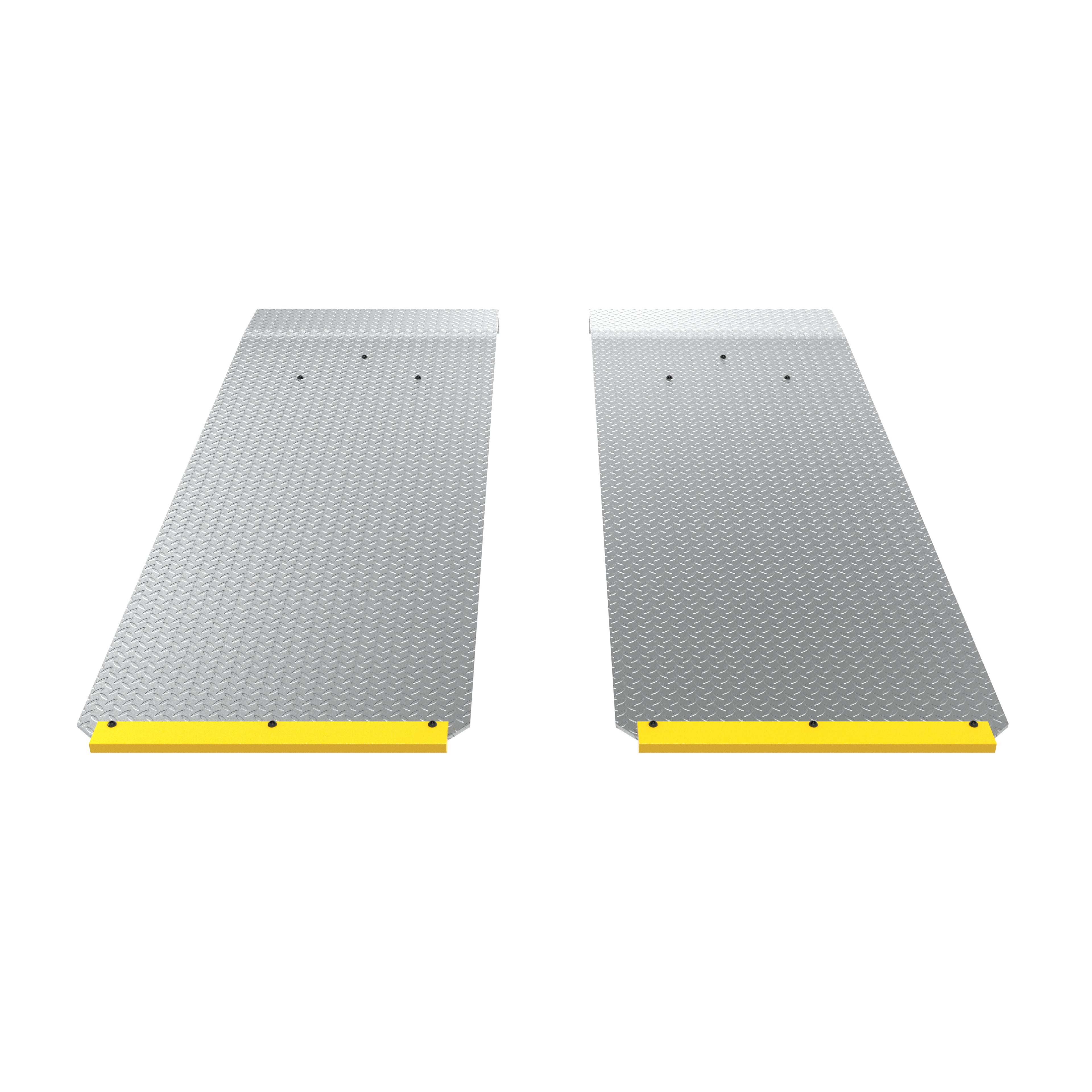 Pair of lightweight extended aluminum approach ramps for BendPak PL-6000DCX and PL-6000DC parking lifts.