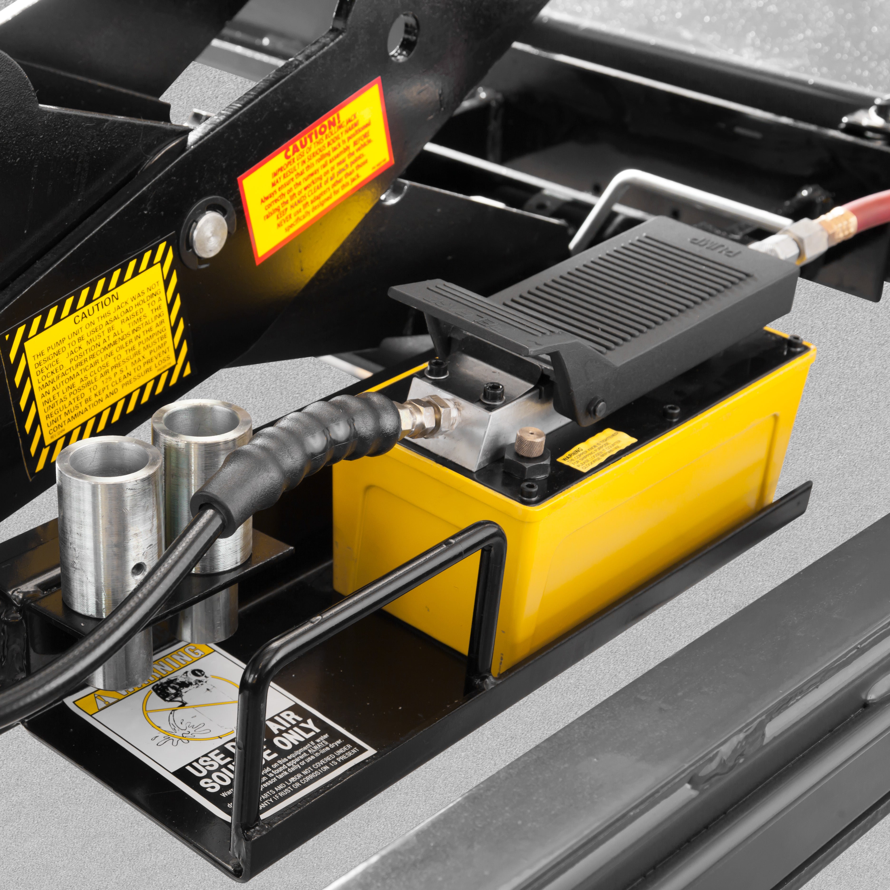 BendPak RJ45LP rolling bridge jack air-hydraulic pump for use with four-post lift service applications.