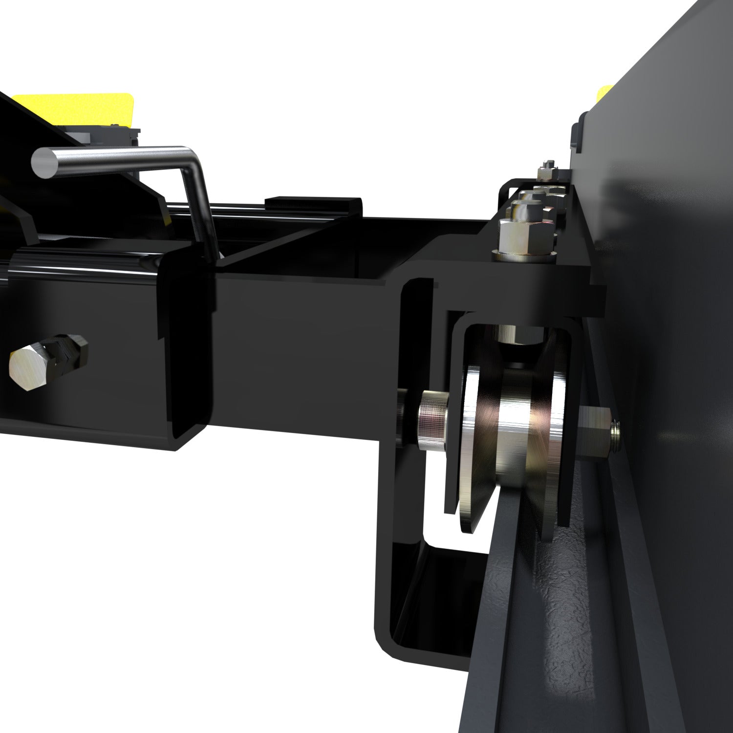 Easy-roll wheel detail on the BendPak RJ45LP low-profile rolling bridge jack for four-post lifts.