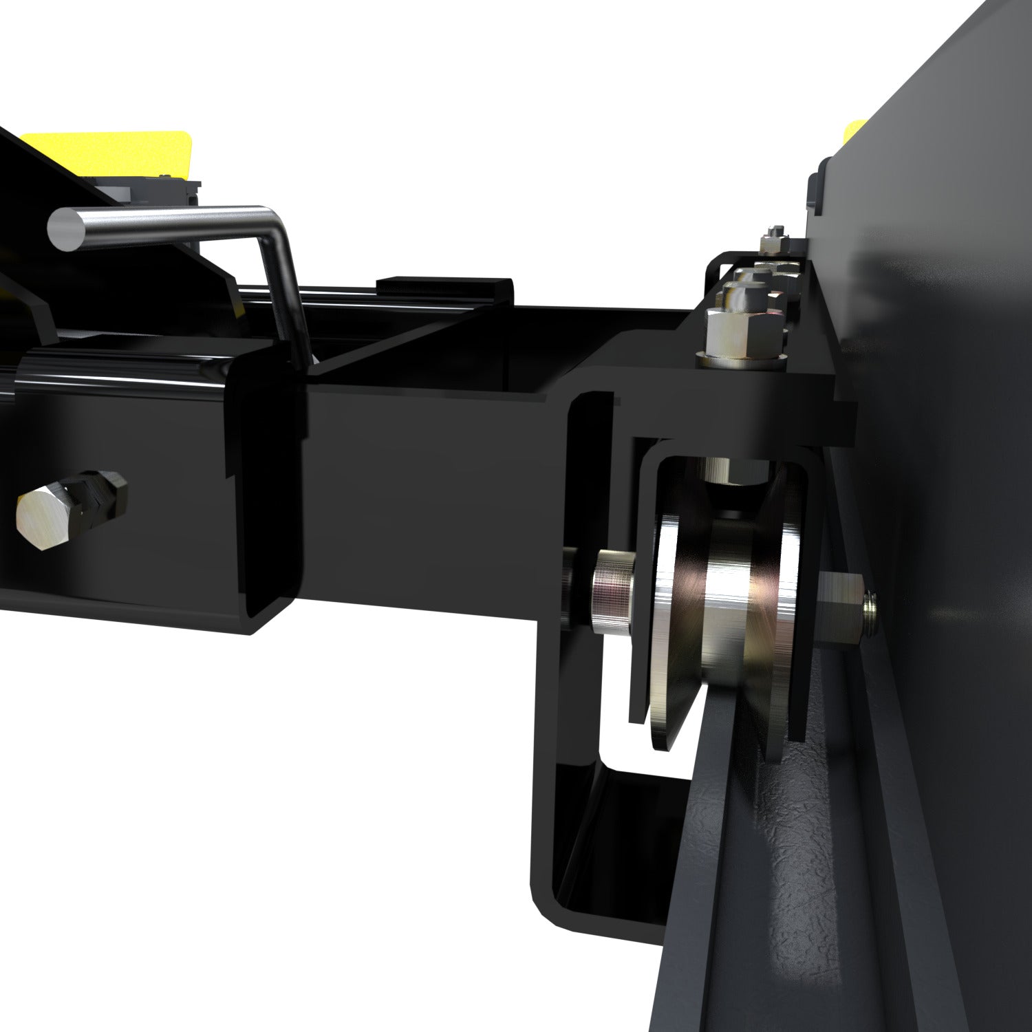 Easy-roll wheel detail on the BendPak RJ6W rolling bridge jack for four-post lift operation.