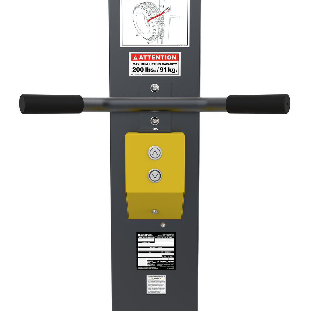 Simple control panel on the BendPak RWS-200WL portable electric wheel lift.
