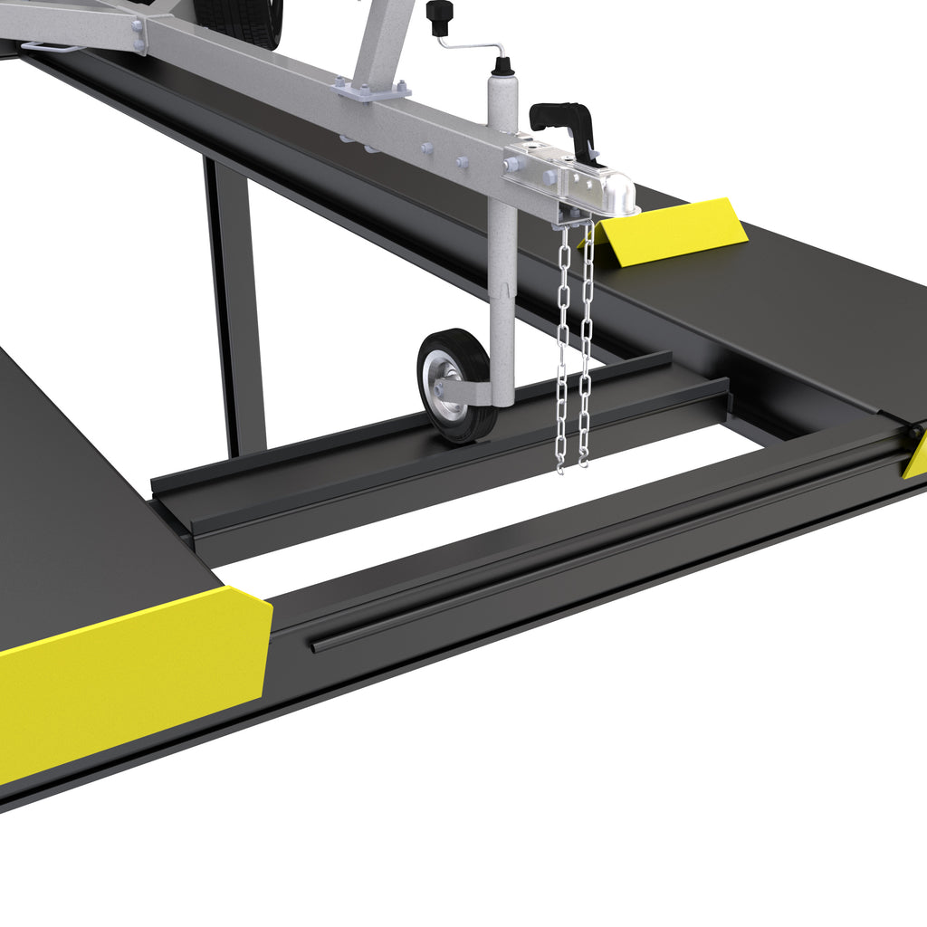 BendPak TC-3000 telescoping boat trailer shown mounted for marine storage application