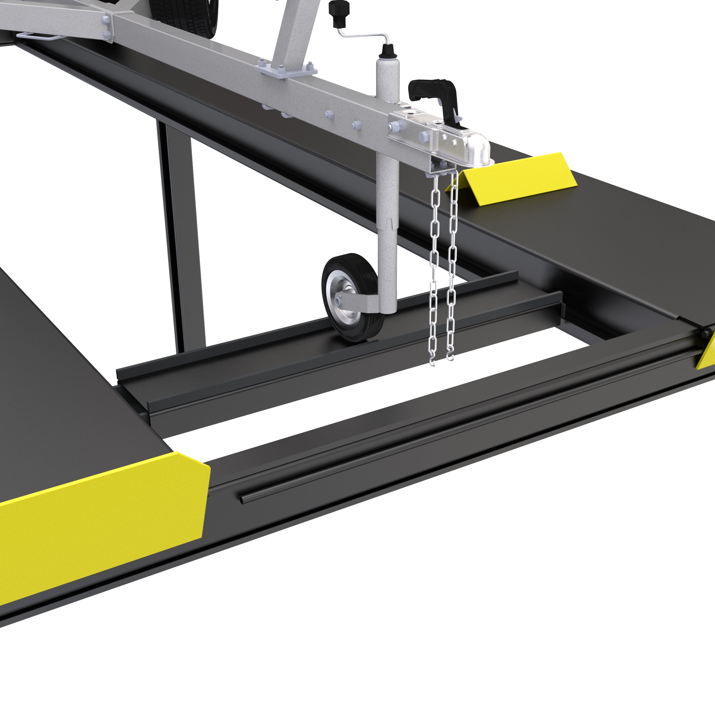 BendPak TC-3000 telescoping boat trailer shown mounted for marine storage application