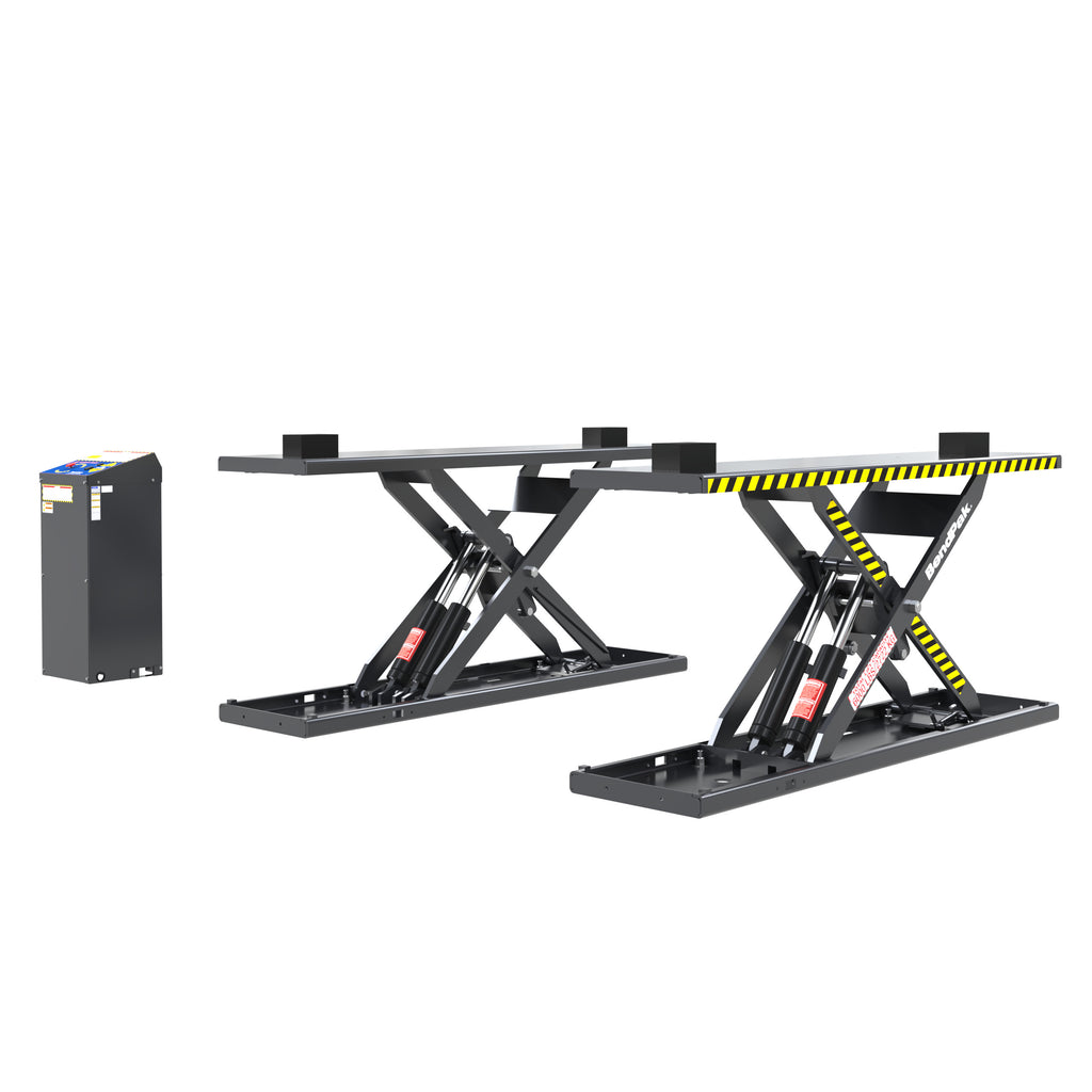 BendPak MDS-6EXF 6,000-lb. flush-mount extended scissor lift with open-center access
