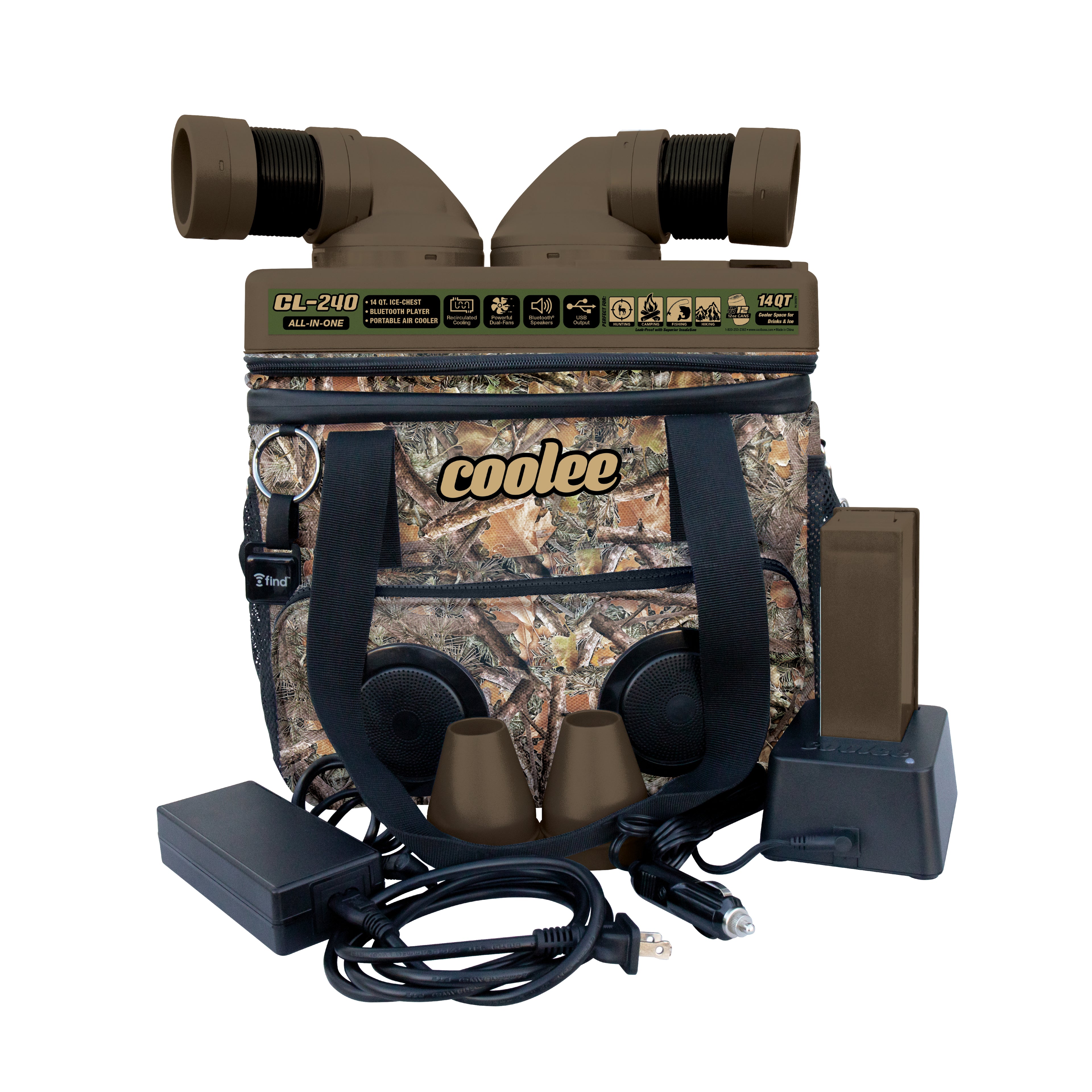 Cool Boss CL-240 CAMO Coolee compact portable cooler for outdoor and garage comfort