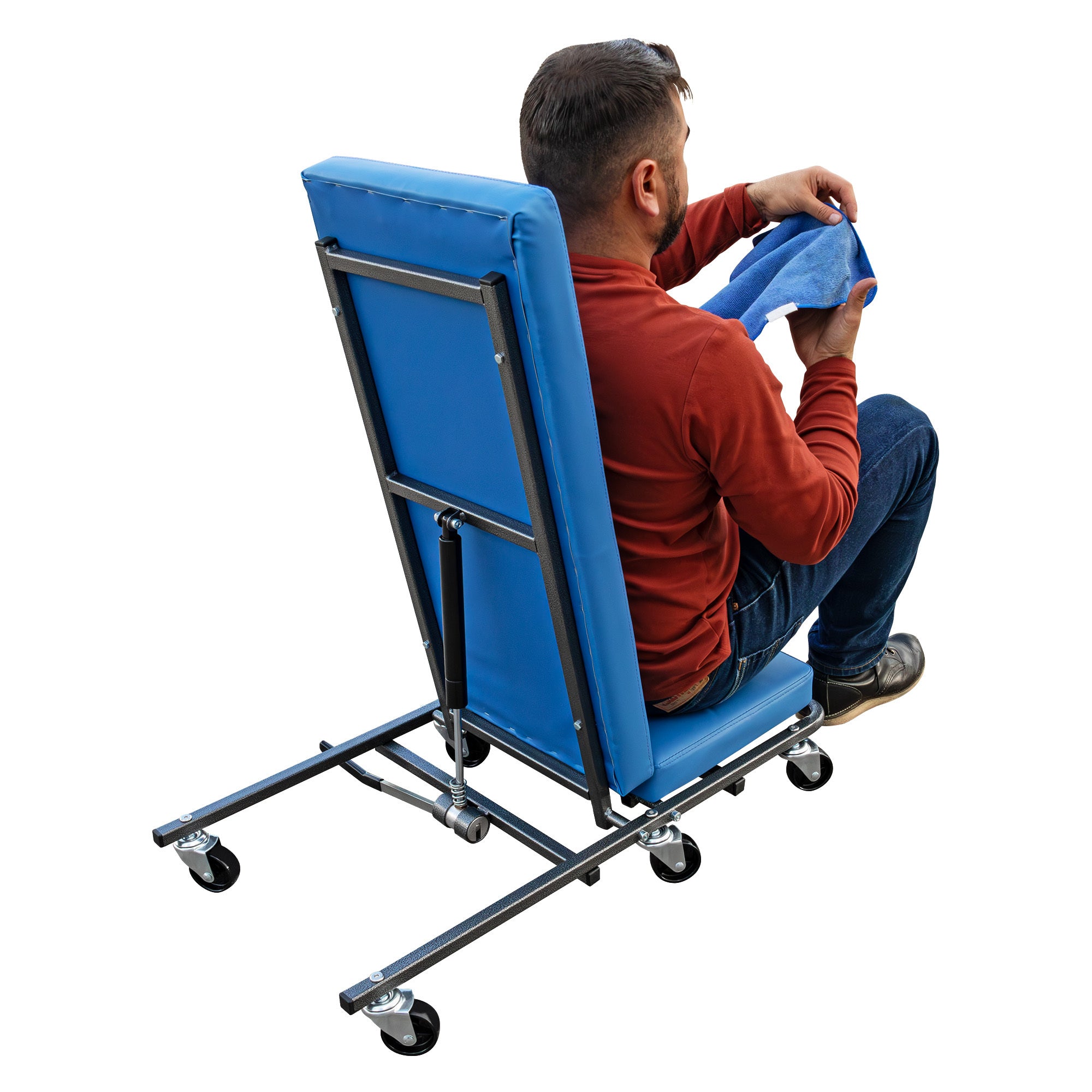 ERGOCHAIR ERGO-GLIDE adjustable shop seat shown in a low rolling creeper position