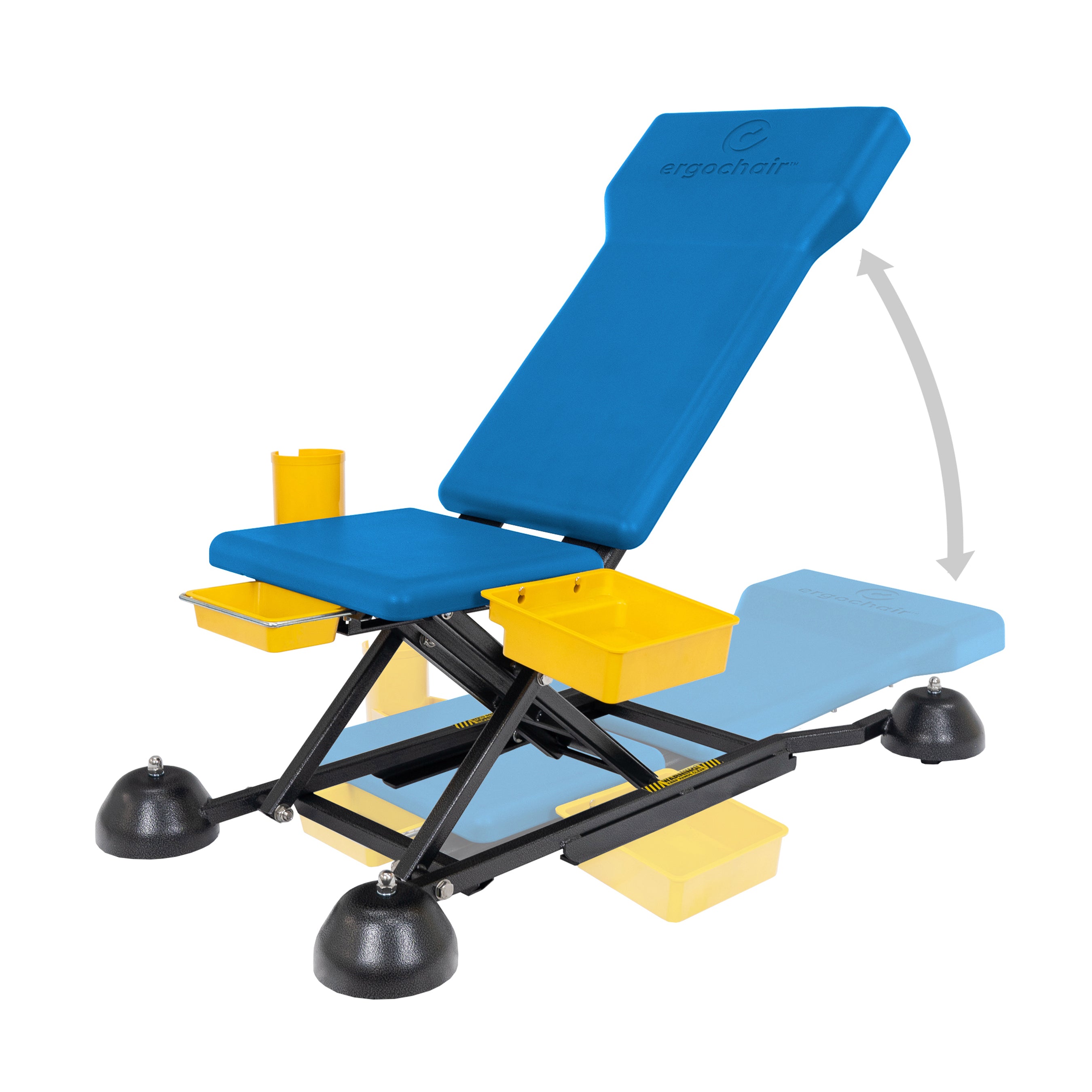 Ergochair Ergo-RS adjustable creeper seat demonstrating its range of movement and multiple working positions.