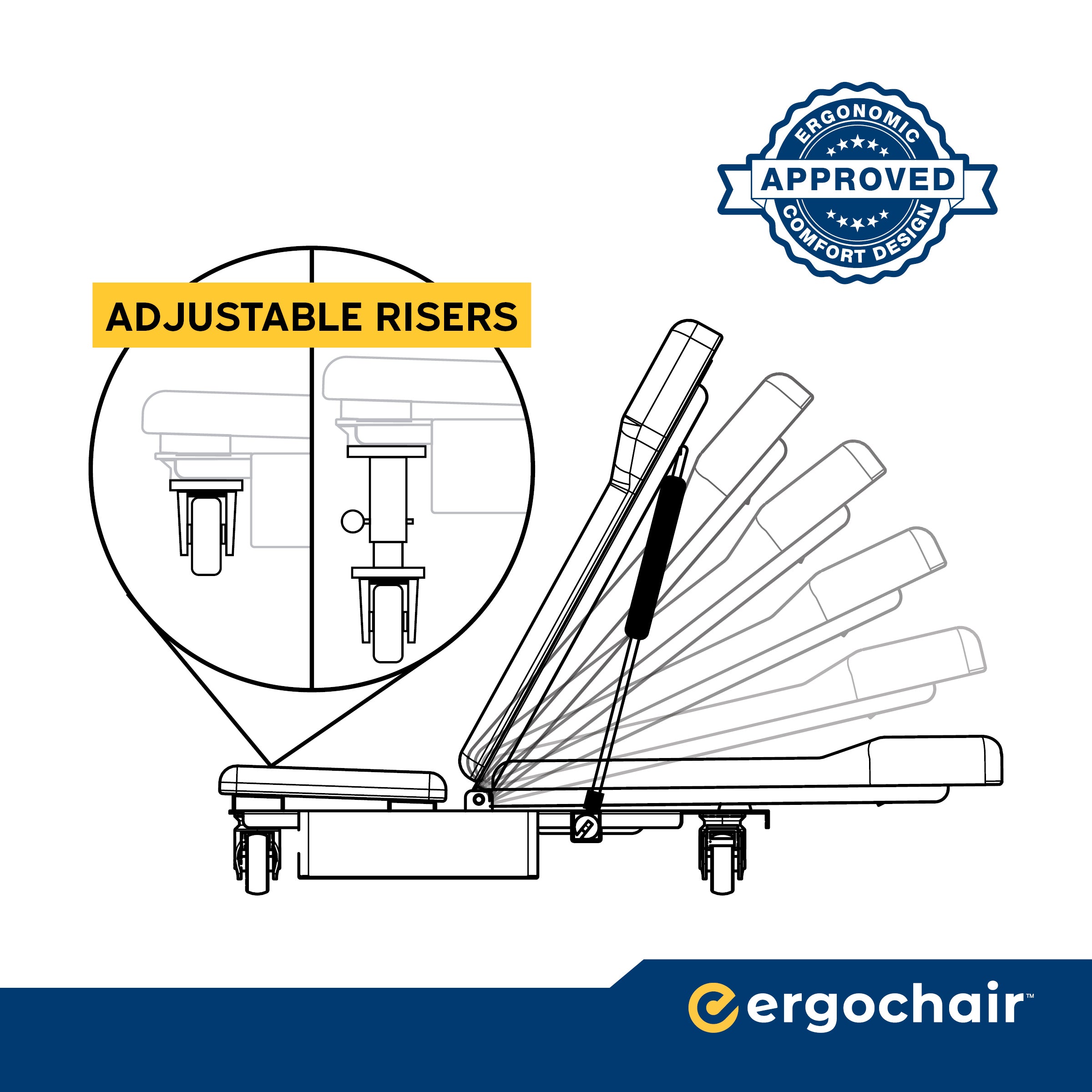Ergochair ERGO-SCOOT Ergonomic Reclining Low-Profile Creeper Seat