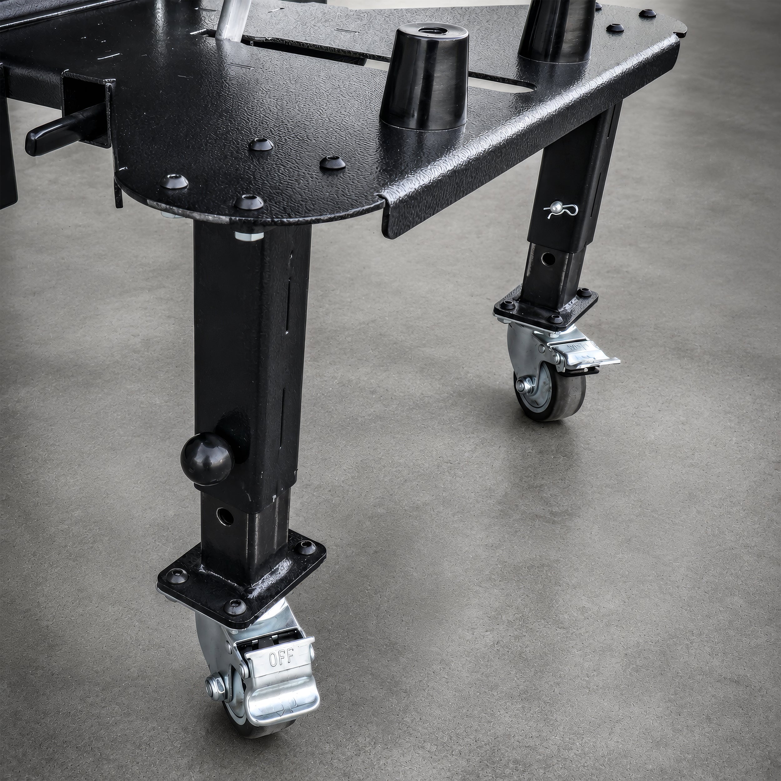 Locking 360-degree swivel casters provide smooth multidirectional movement and secure positioning for the Ergochair Ergo-Scoot.