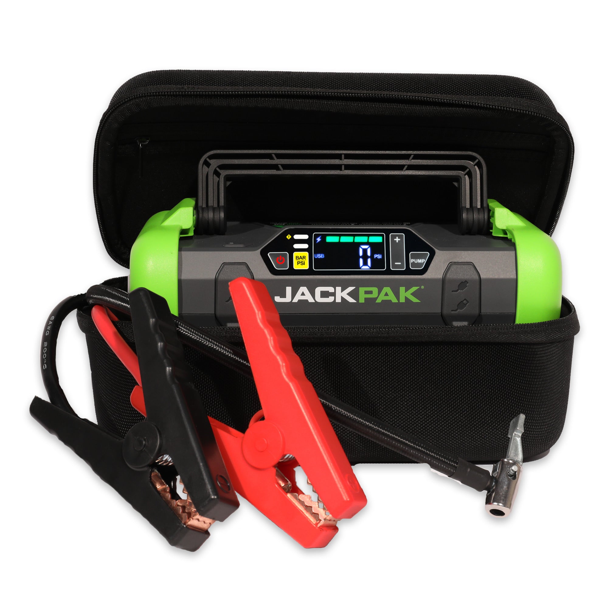 JackPak Ultra2500 portable power pack designed for inflation, charging and emergency starts