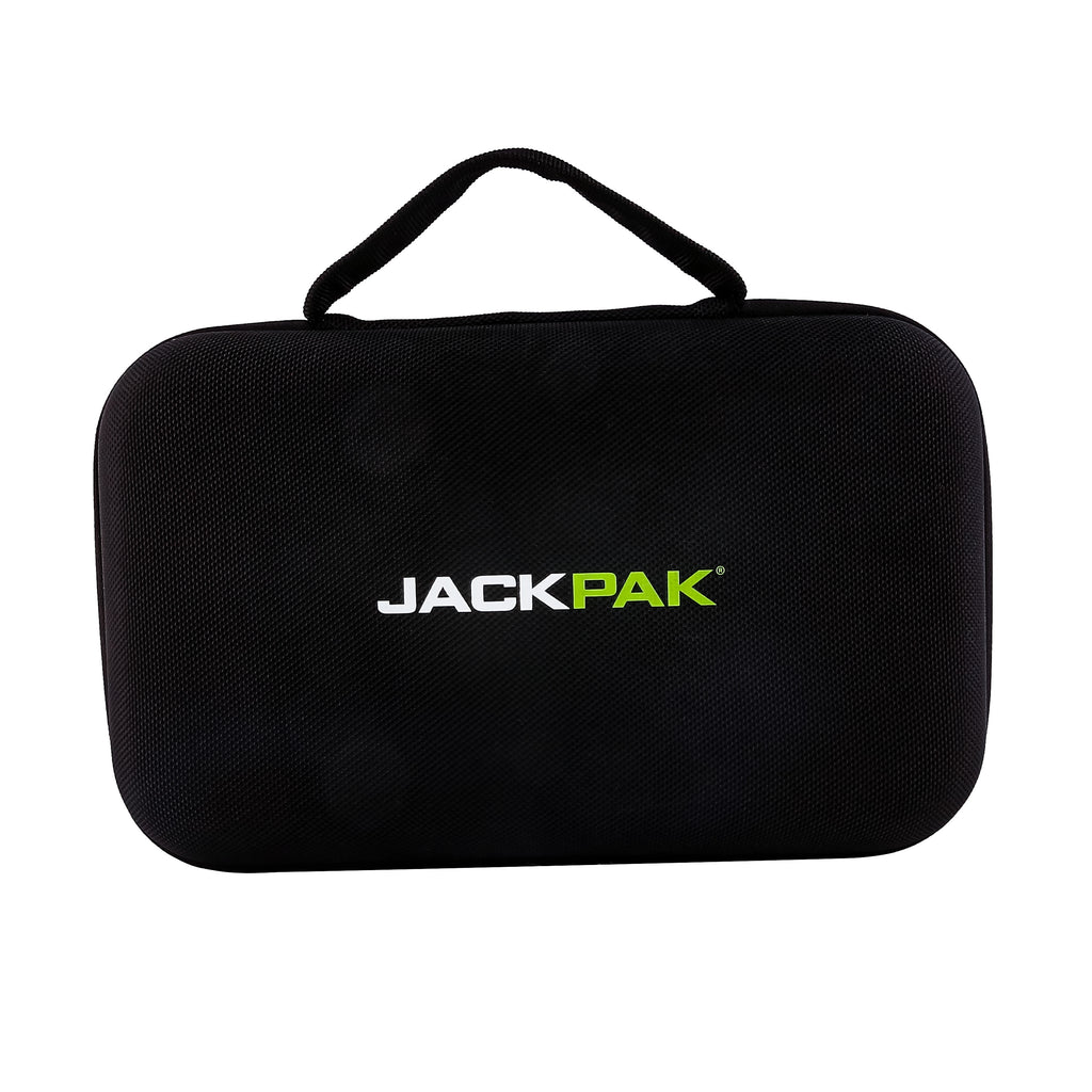 JackPak Ultra2500A 4-in-1 jump starter packed in a carrying case with accessories