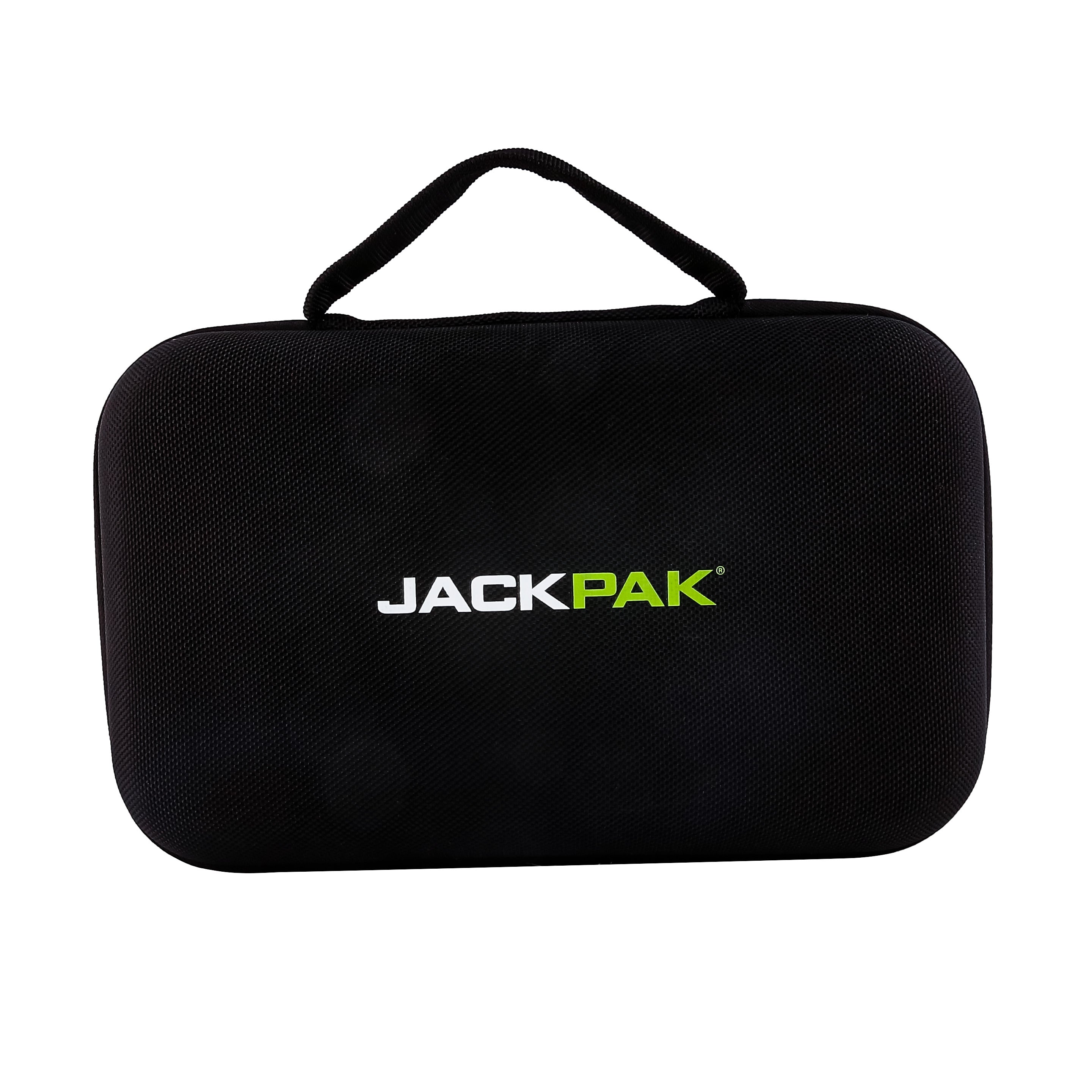 JackPak Ultra2500A 4-in-1 jump starter packed in a carrying case with accessories