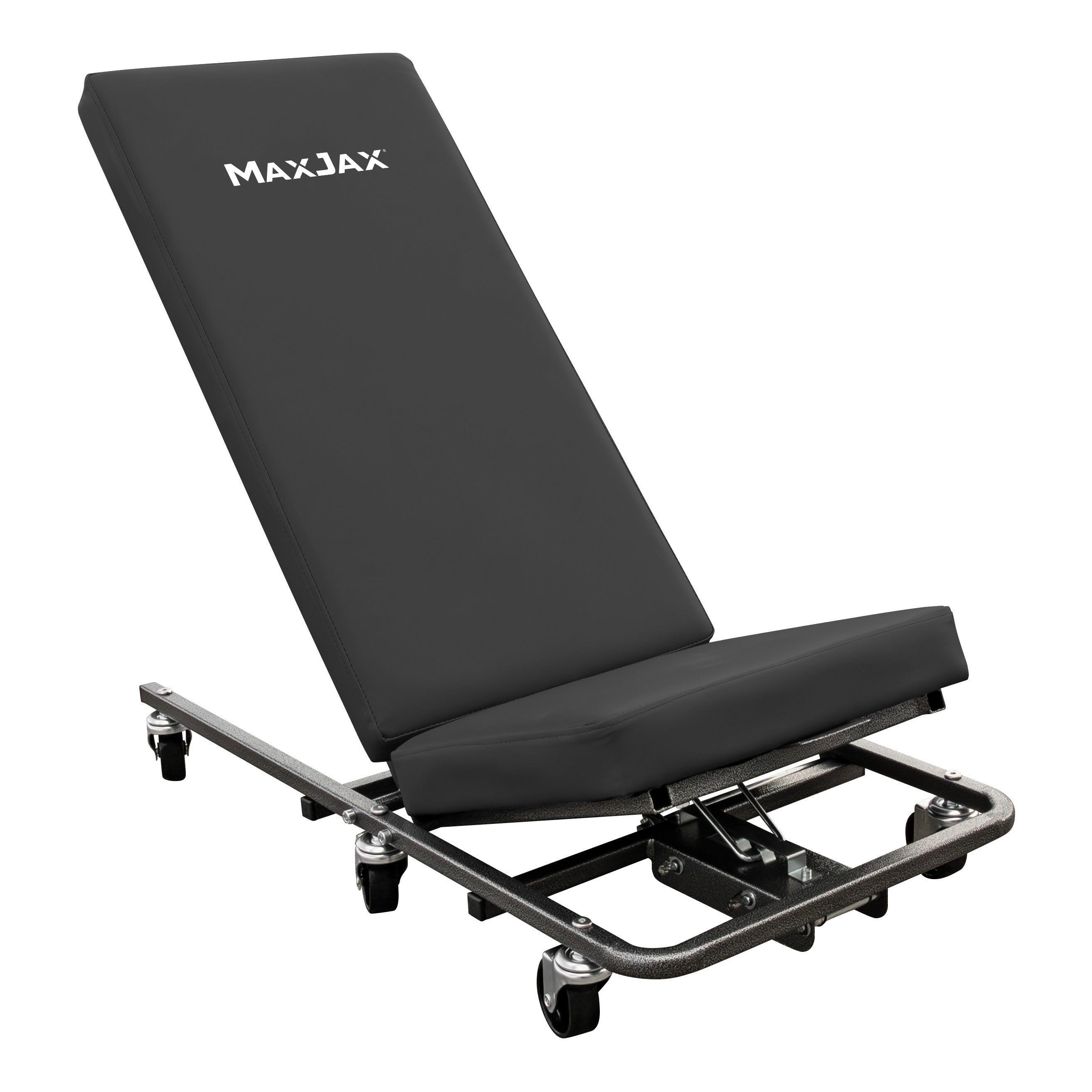 MaxJax adjustable creeper seat with pneumatic assist for seated and reclined service positions