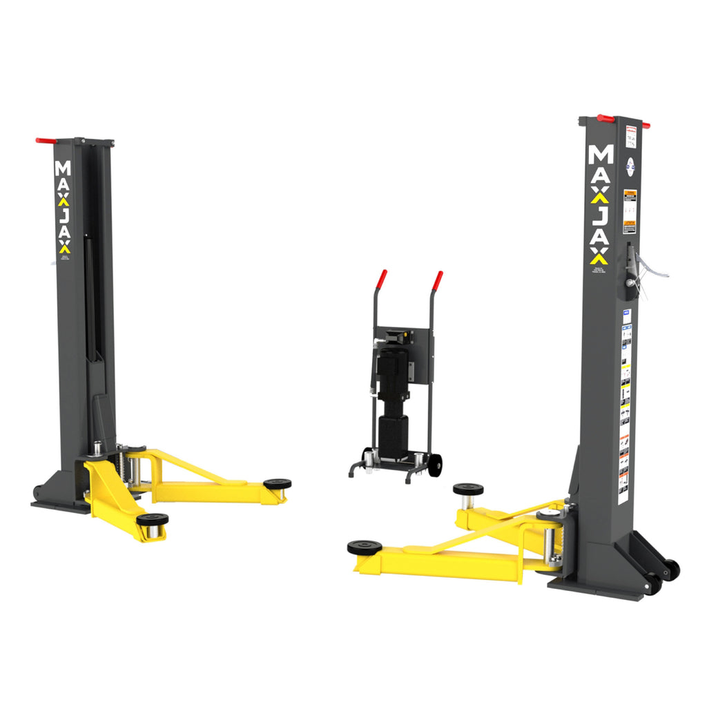 MaxJax M7K 110V portable two-post lift designed for home shop use