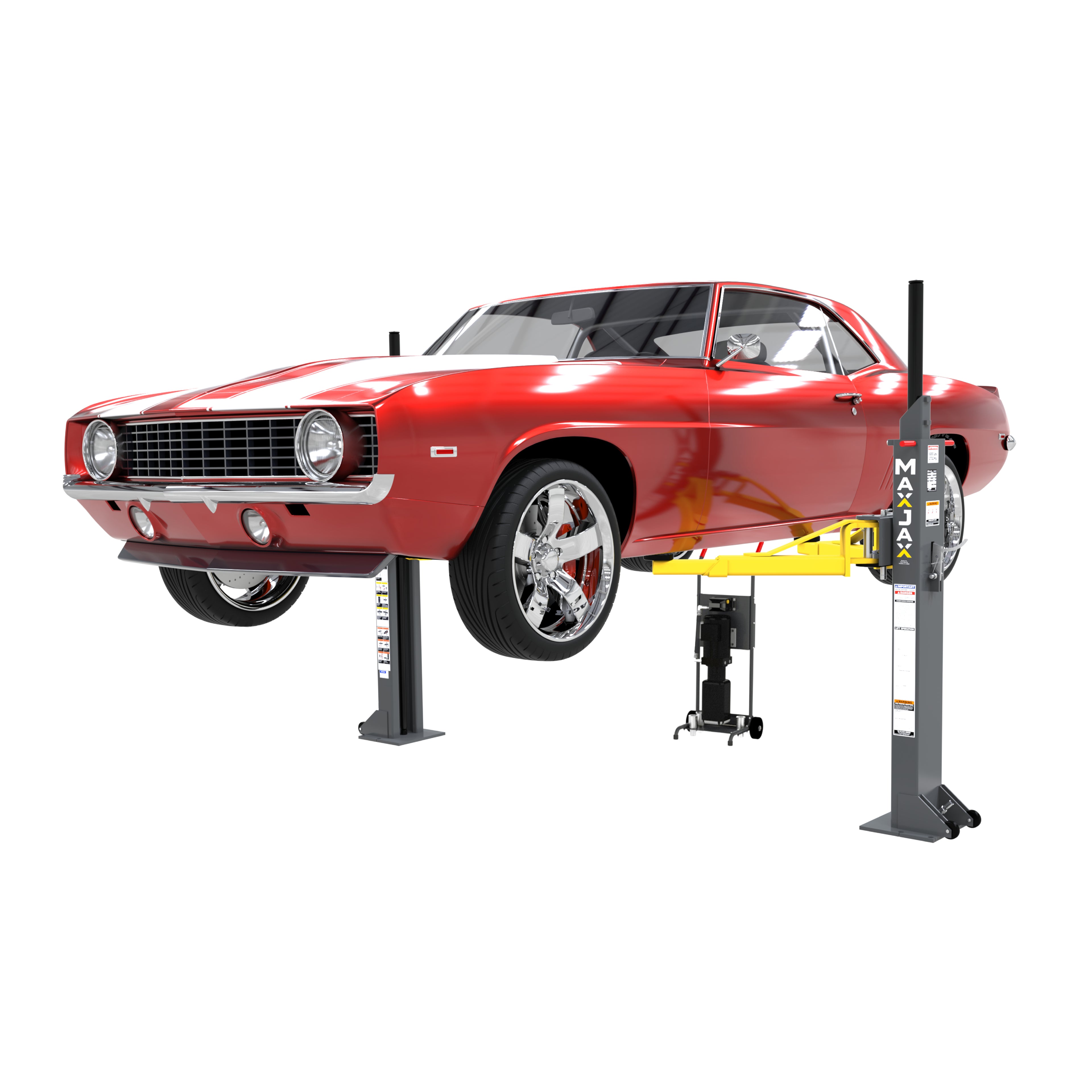 MaxJax M7K Standard portable two-post lift package for home garage maintenance.