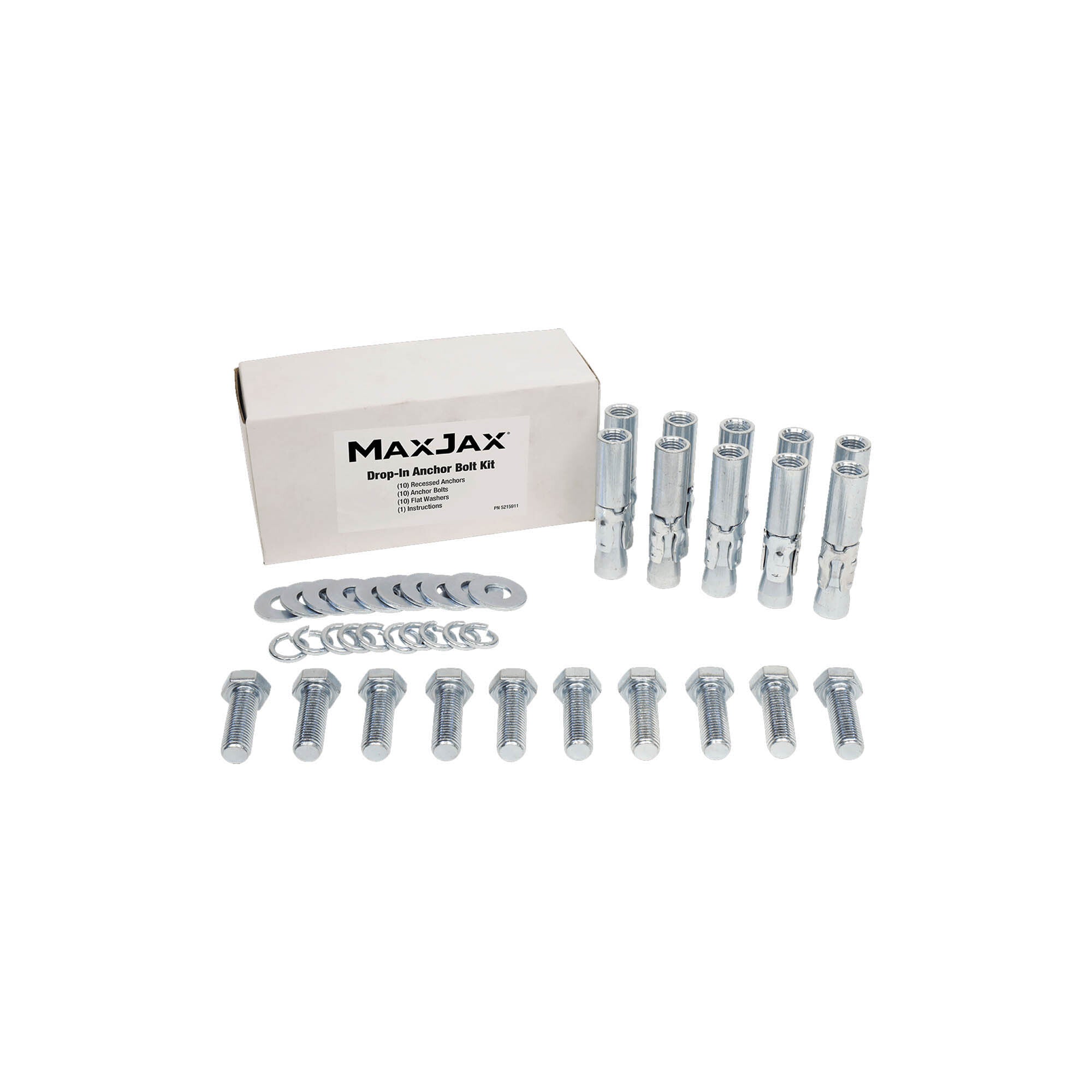 MaxJax standard anchor bolt kit for portable two-post lift installation.