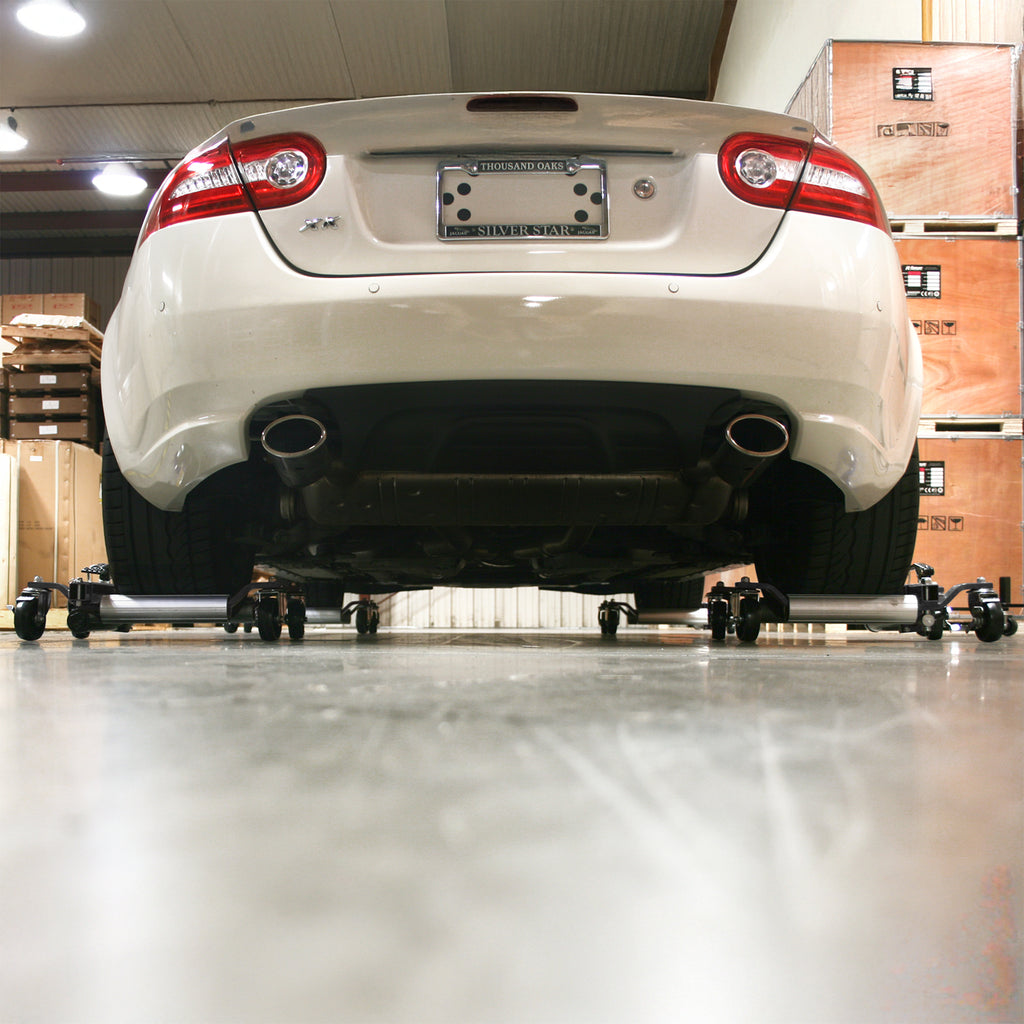 Ranger RCD-1500 car dollies moving vehicle across garage floor