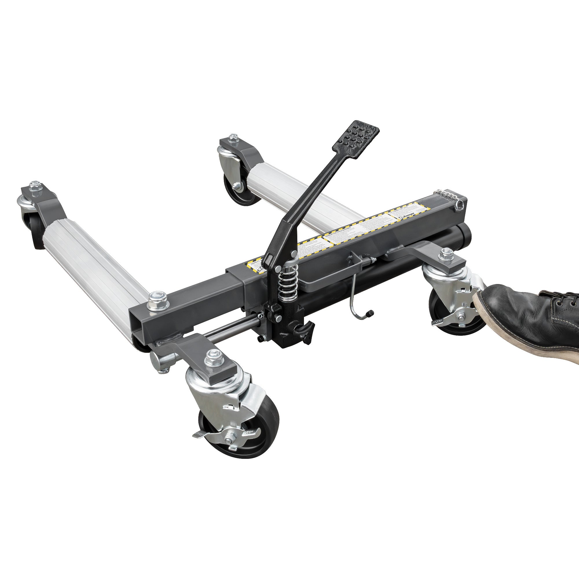 Ranger RCD-1500EX cart dolly size reference showing overall footprint and height.