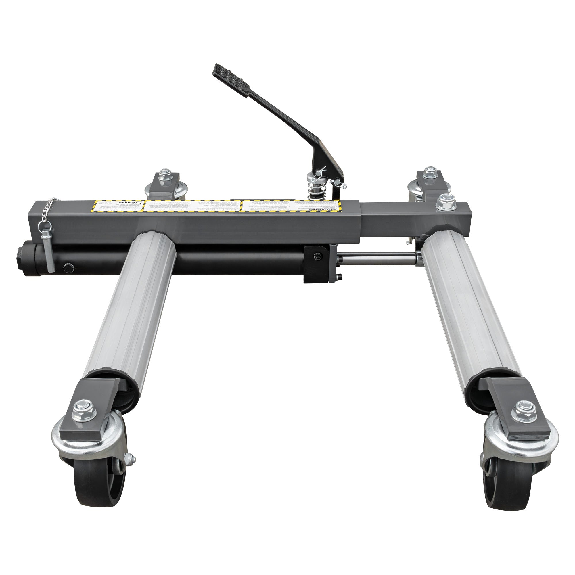 Ranger RCD-1500EX dolly showing extended support platform and caster wheel setup.