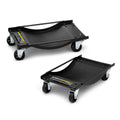 Pair of Ranger RCD-1TD wheel-dolly auto carts with deep wheel wells, swivel casters and a 1,000-lb. capacity.