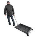 Ranger RD-15 portable oil drain size reference showing overall height and shop footprint.