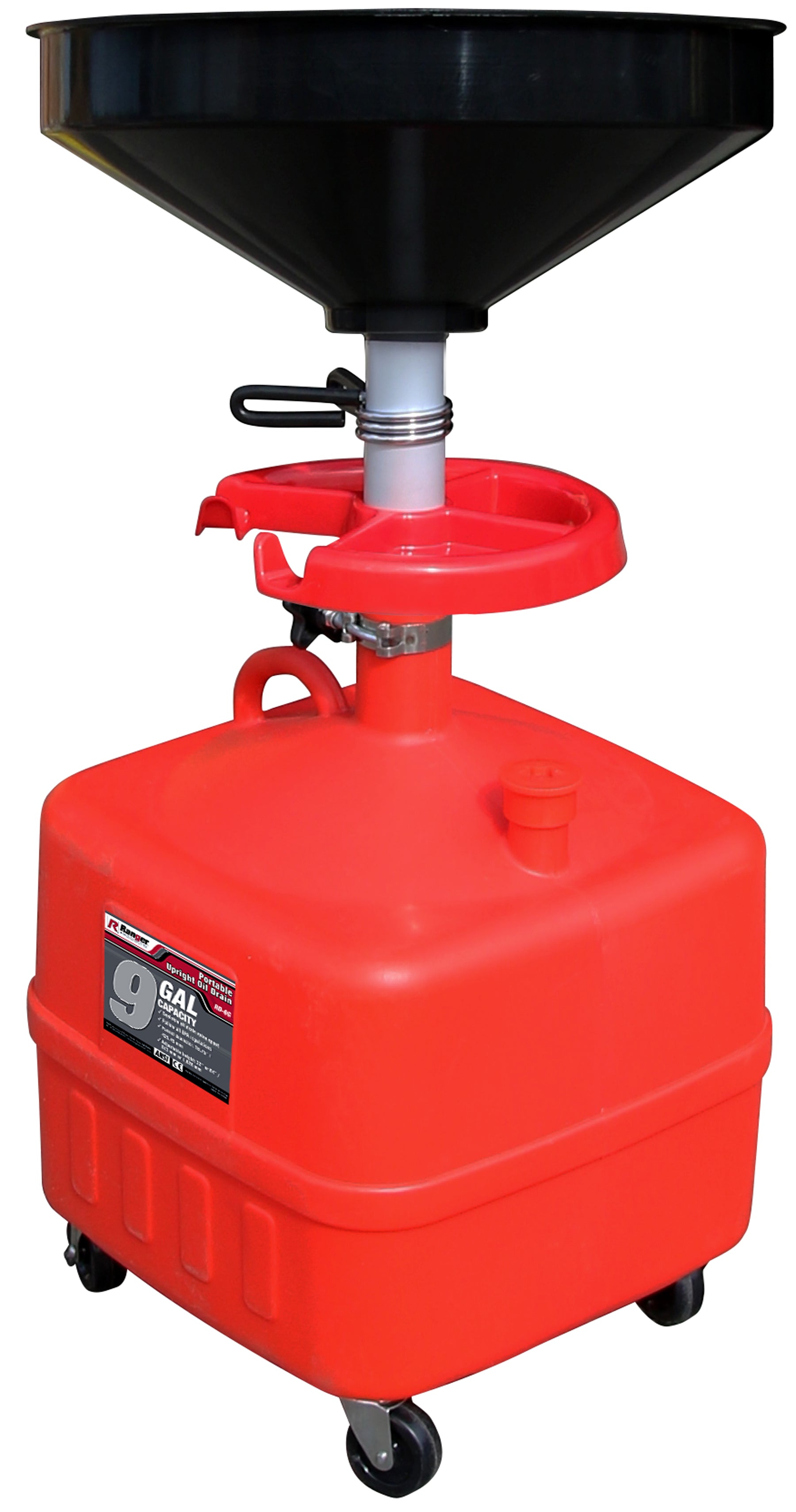 Ranger RD-9G lowered oil drain showing compact height for vehicle fluid service.
