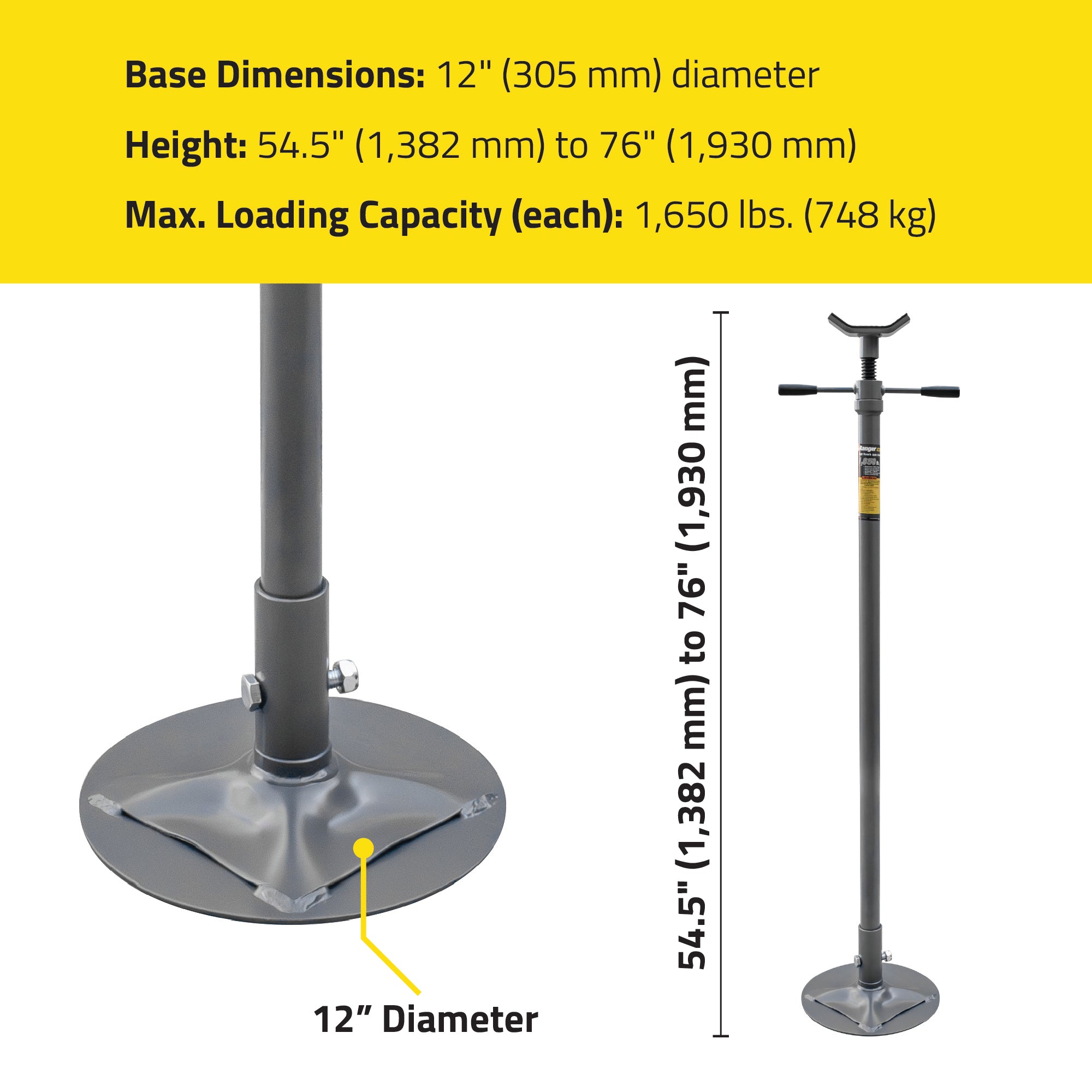 Ranger RJS-1T high stand dimensions for shop service planning