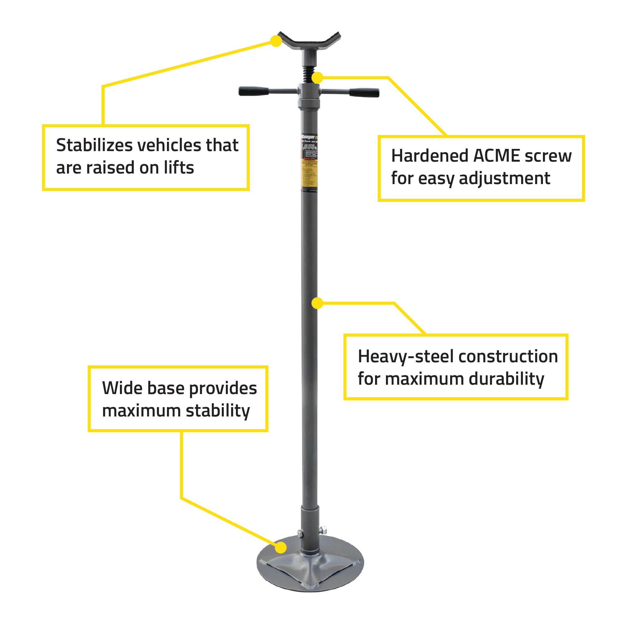 Ranger RJS-1T high stand features for automotive repair and support